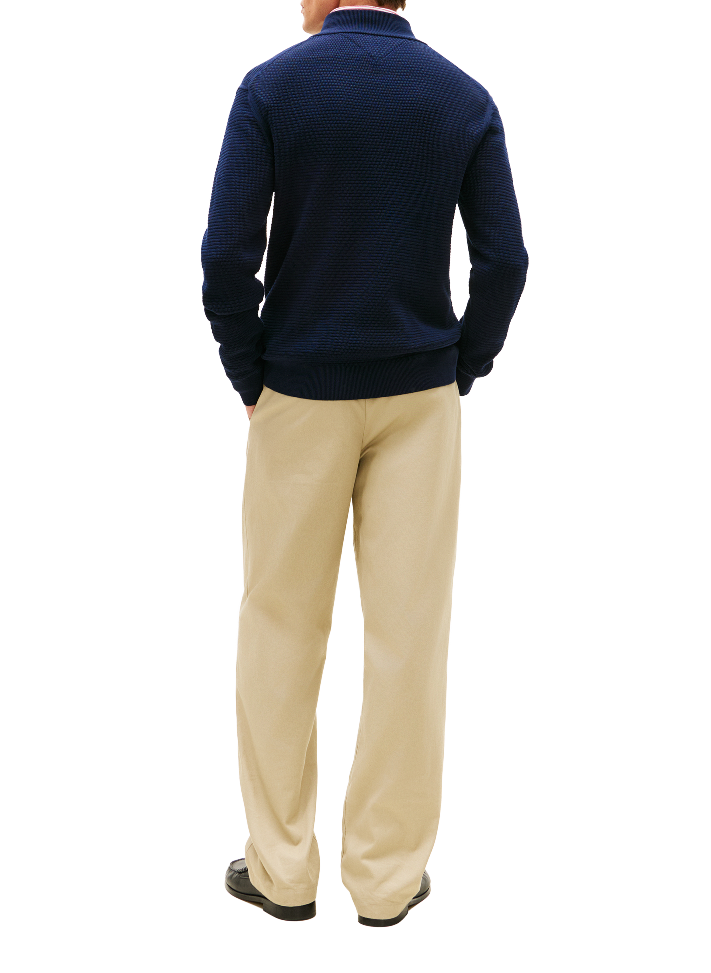 Straight cotton sweater with zip collar TOMMY HILFIGER Blue