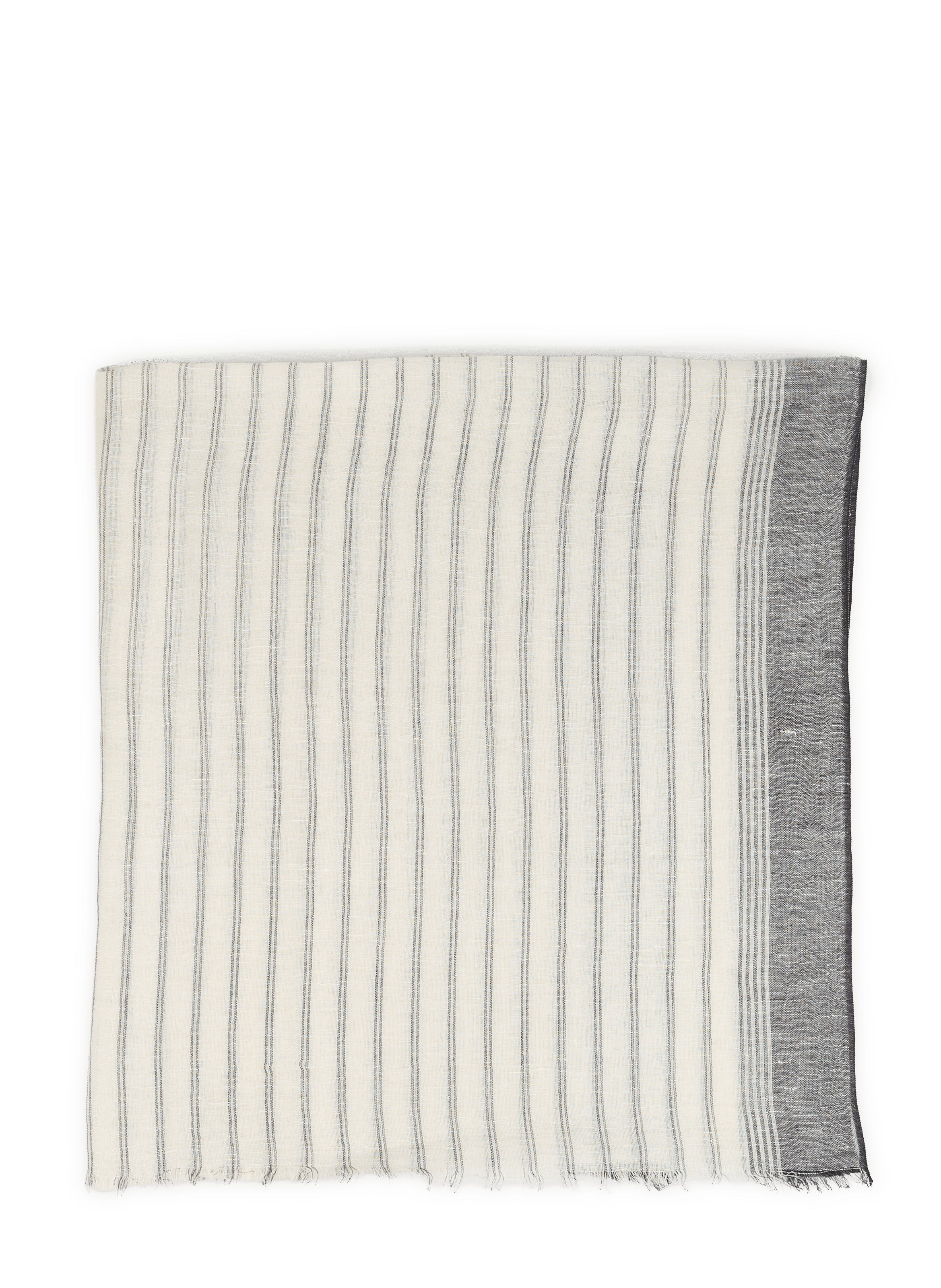 Foulard Hibesties à rayures en lin et coton  LAFAURIE Beige