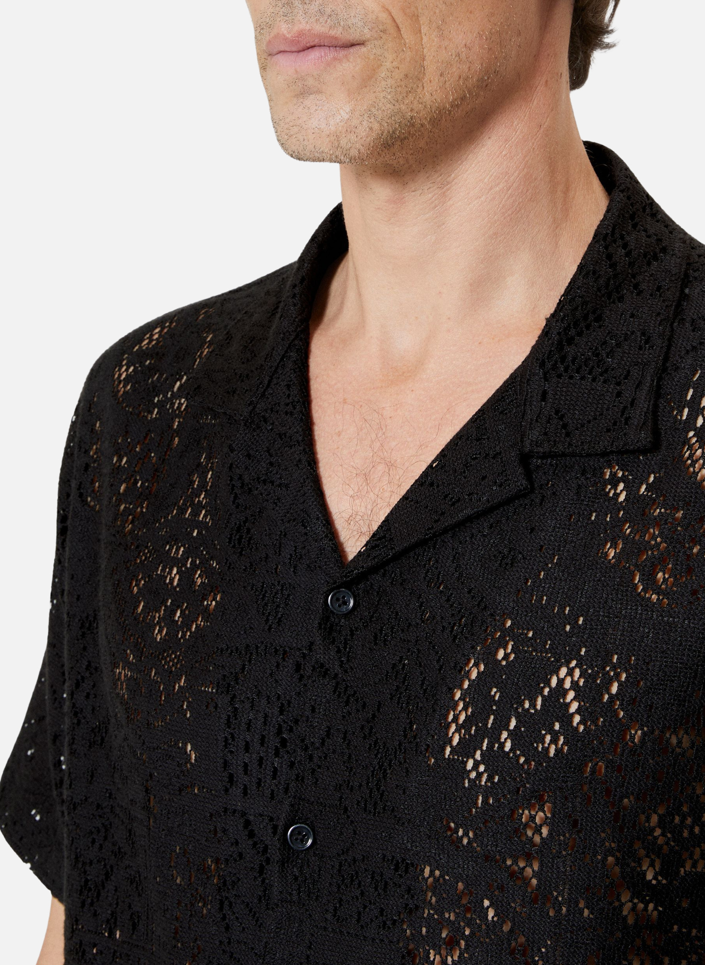 Chemise manches courtes en dentelle THE KOOPLES Noir