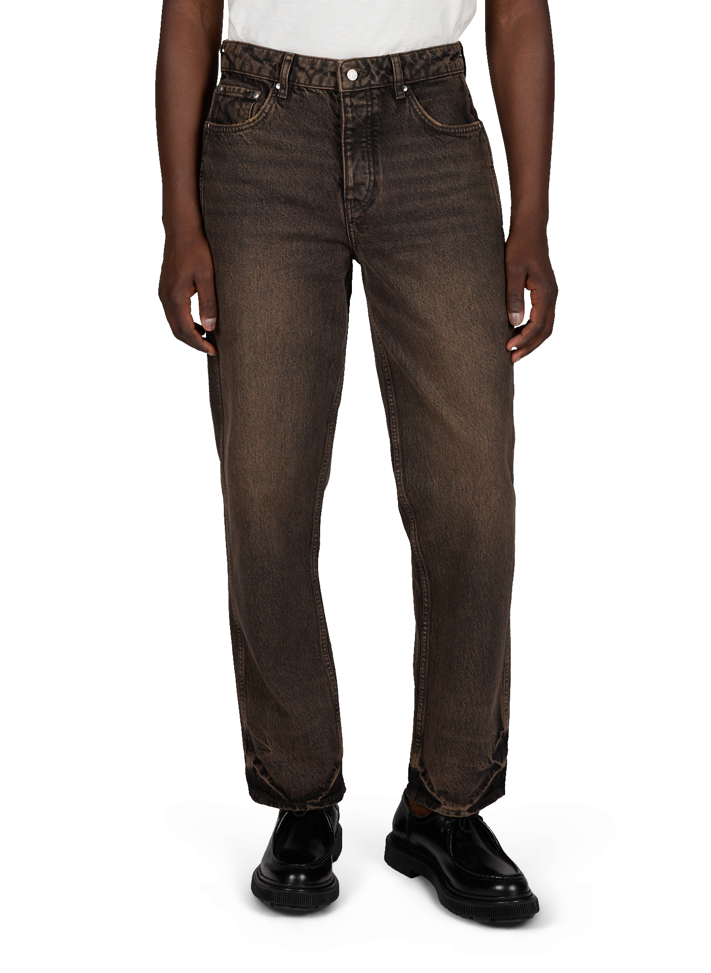 Jean droit R2 en denim de coton  REPRESENT Marron