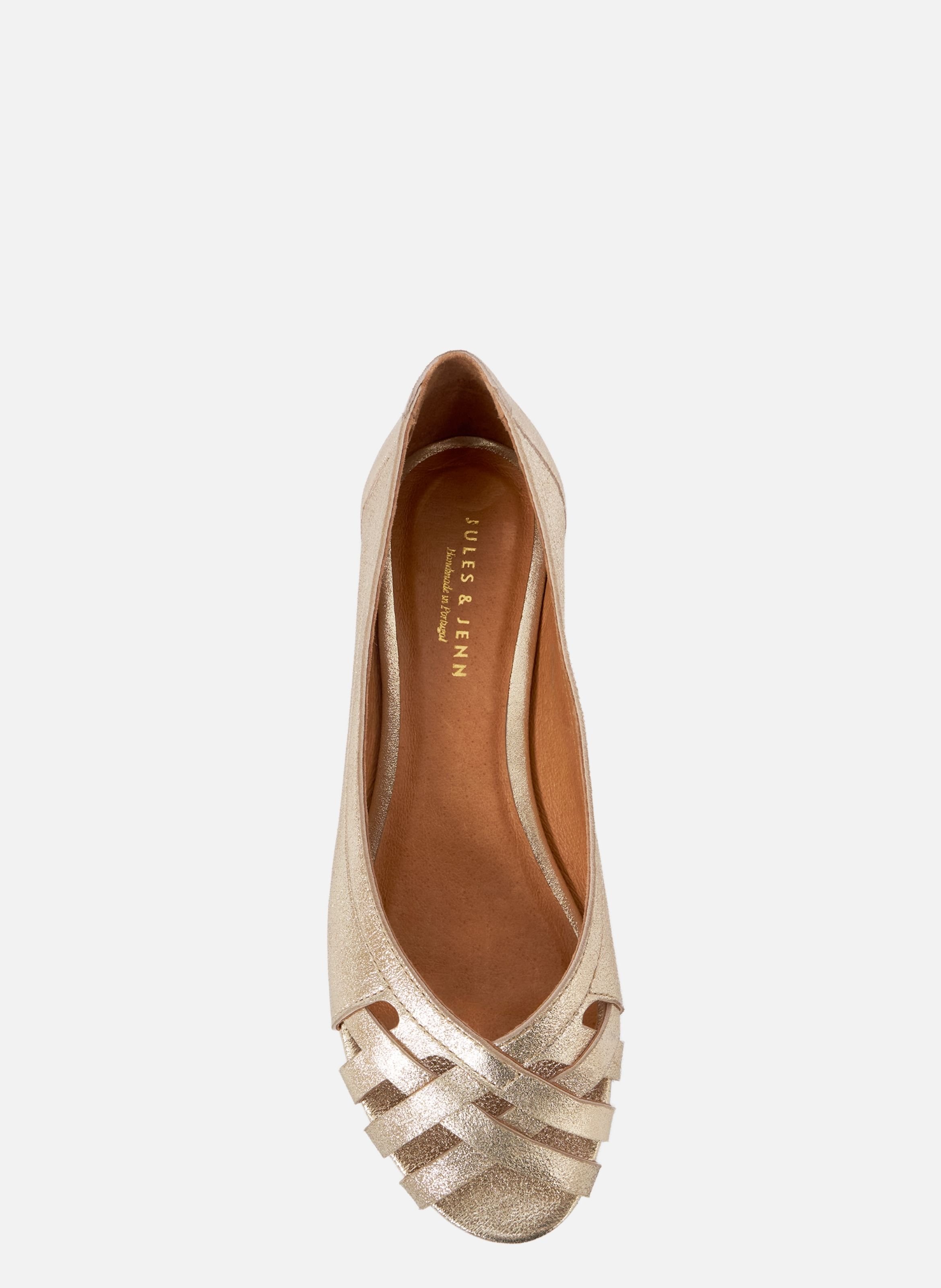 Ballerines brides manon cuir métallisé JULES & JENN Doré