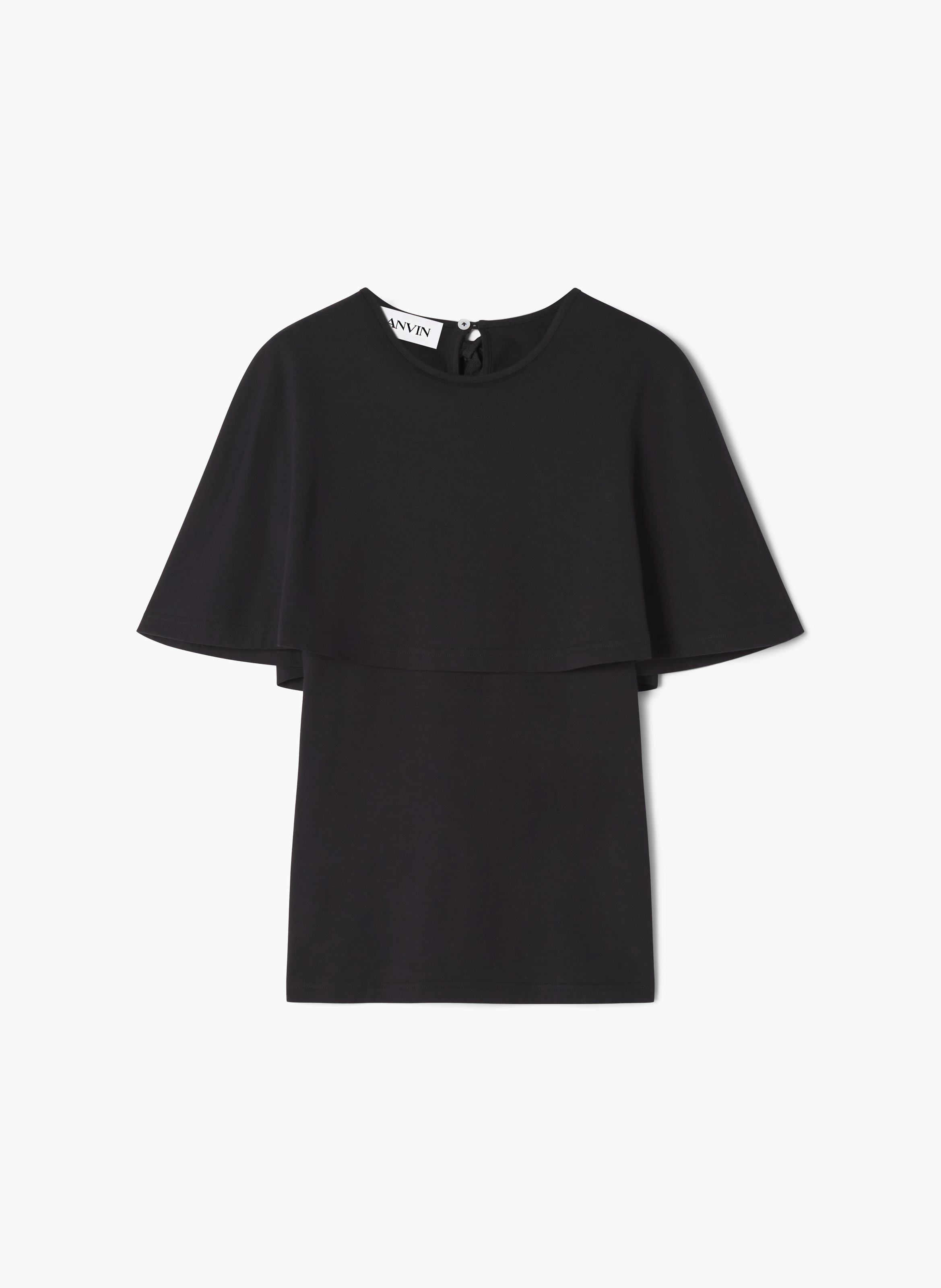 T-shirt à cape en coton et soie LANVIN Noir