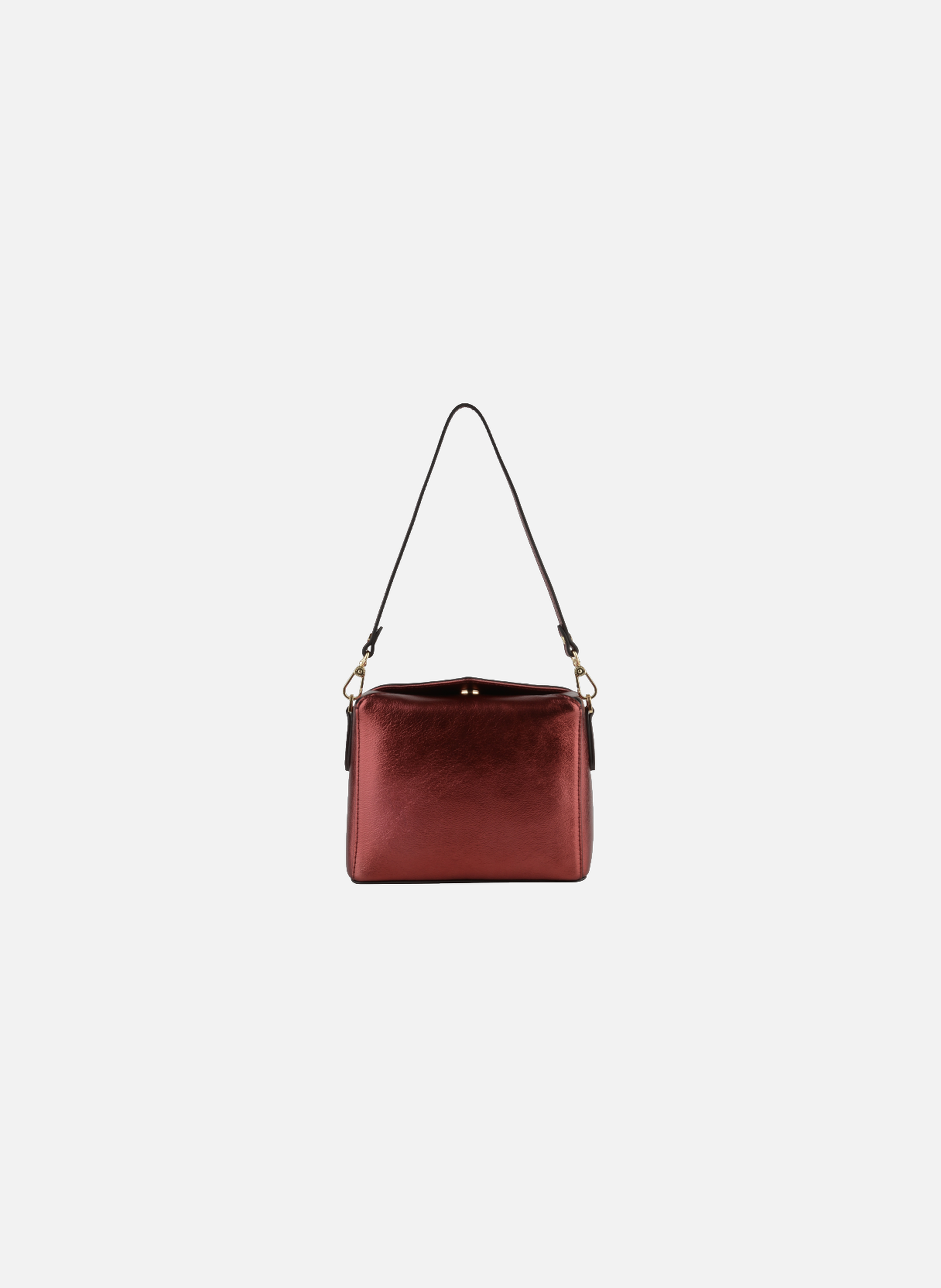 Cassetta metallic | sac porté crossbody en cuir de vachette POURCHET Rouge