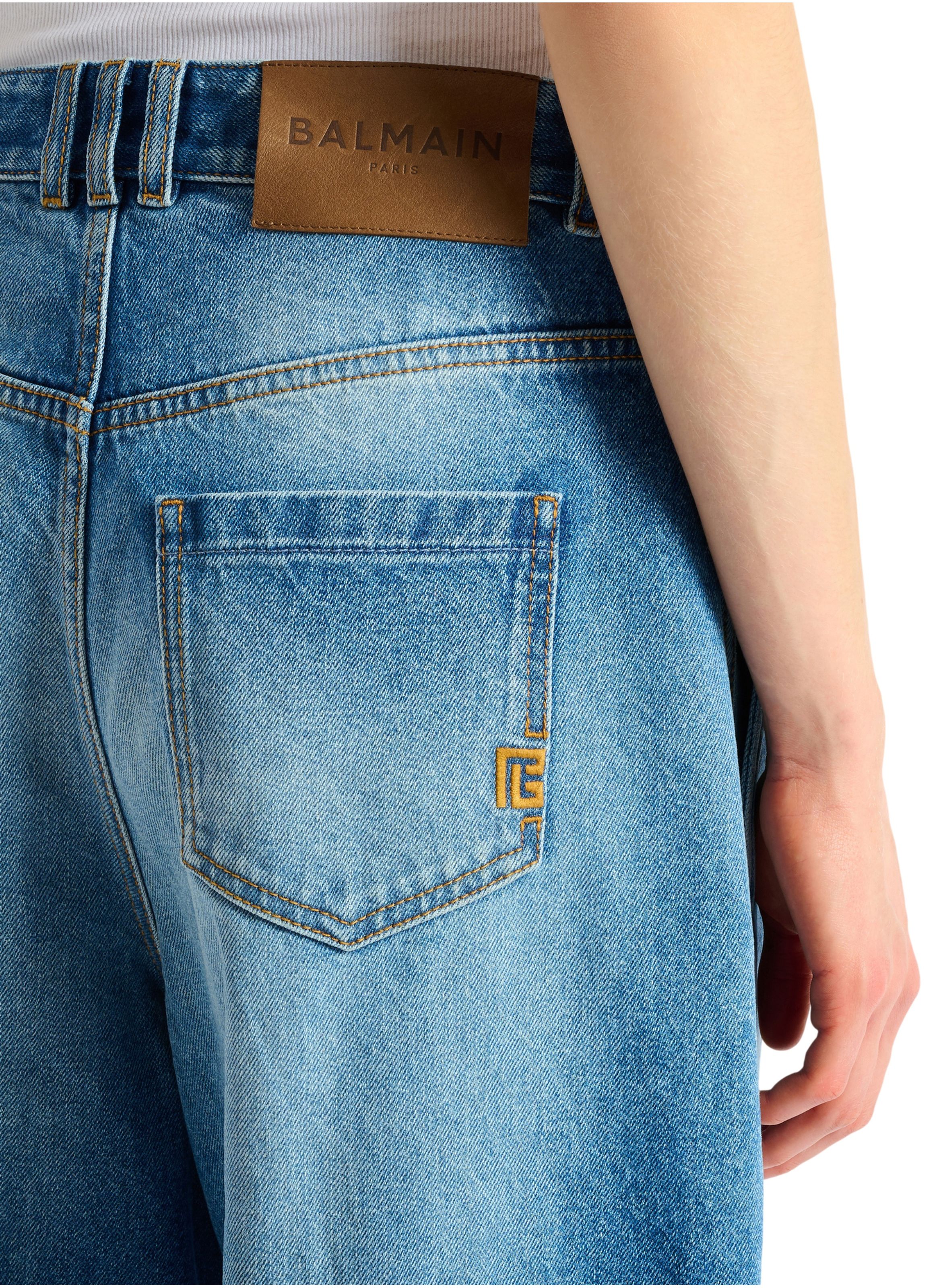 Jean barrel en denim BALMAIN Bleu