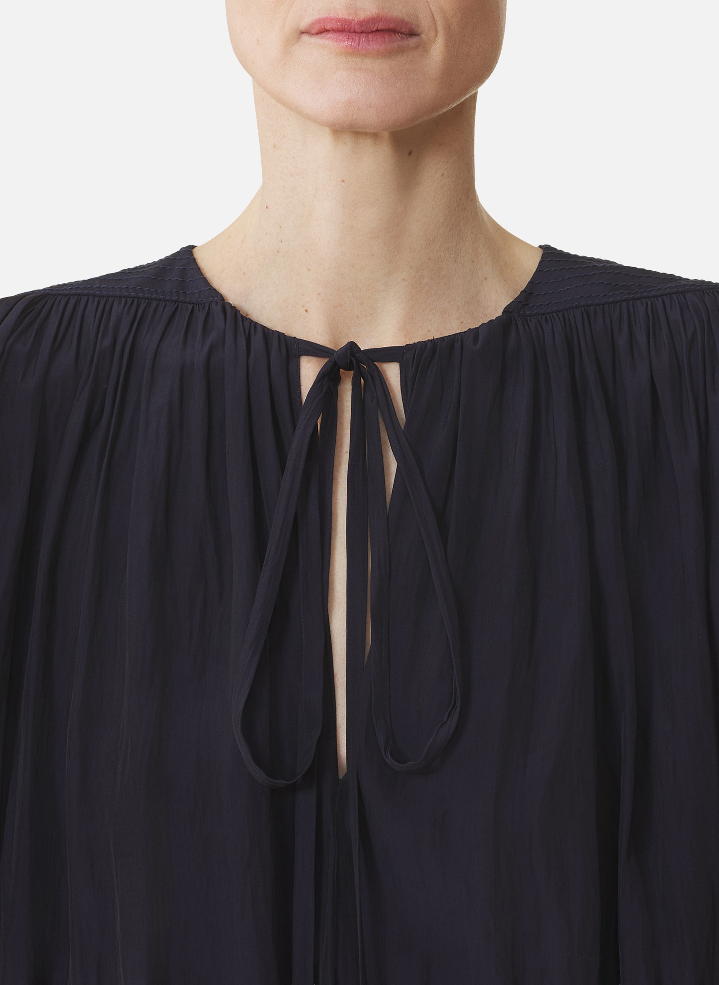 Robe midi en charmeuse LANVIN Bleu