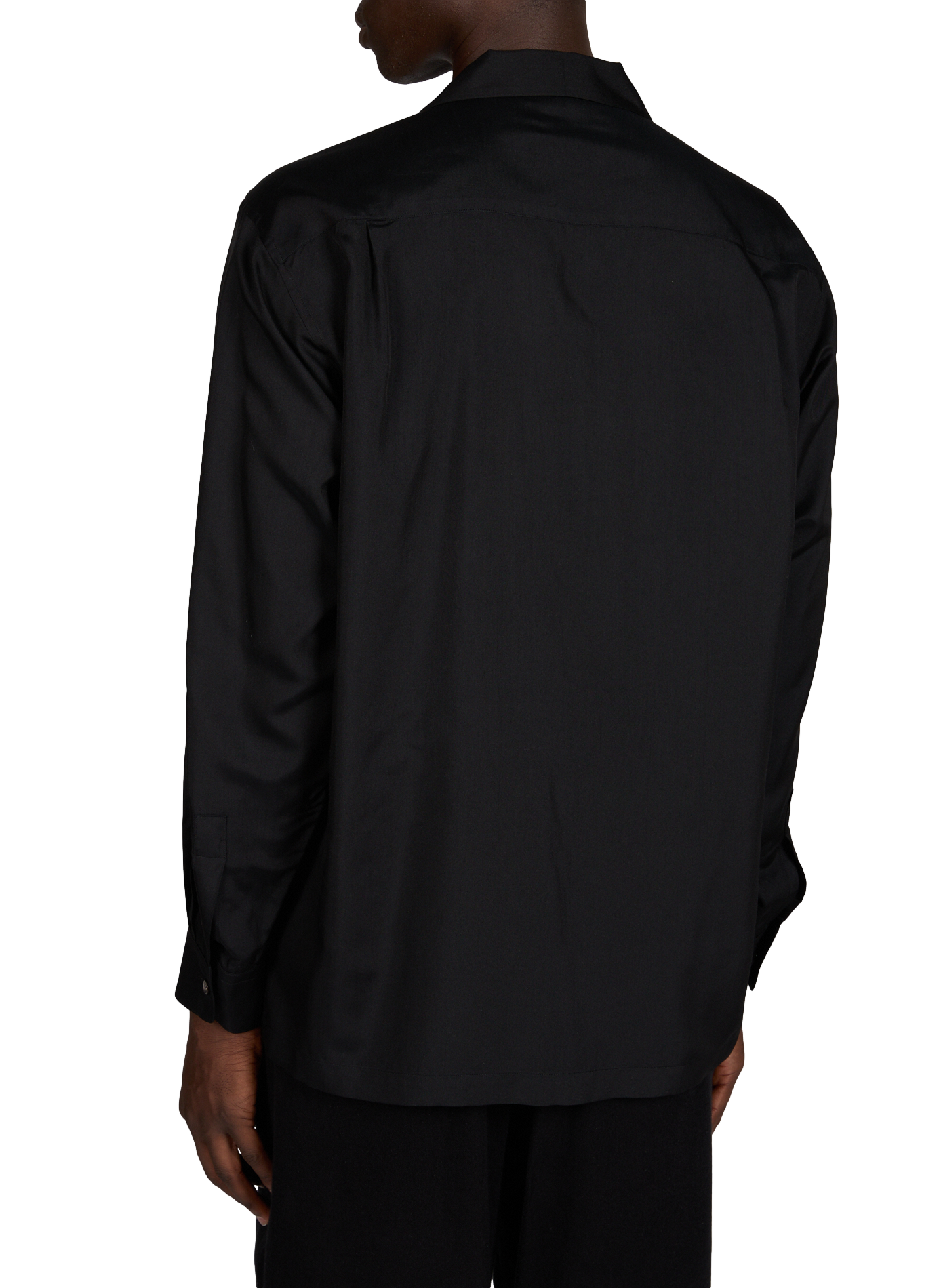 Camisa con cuello abierto de cupro y seda SSSTEIN Negro
