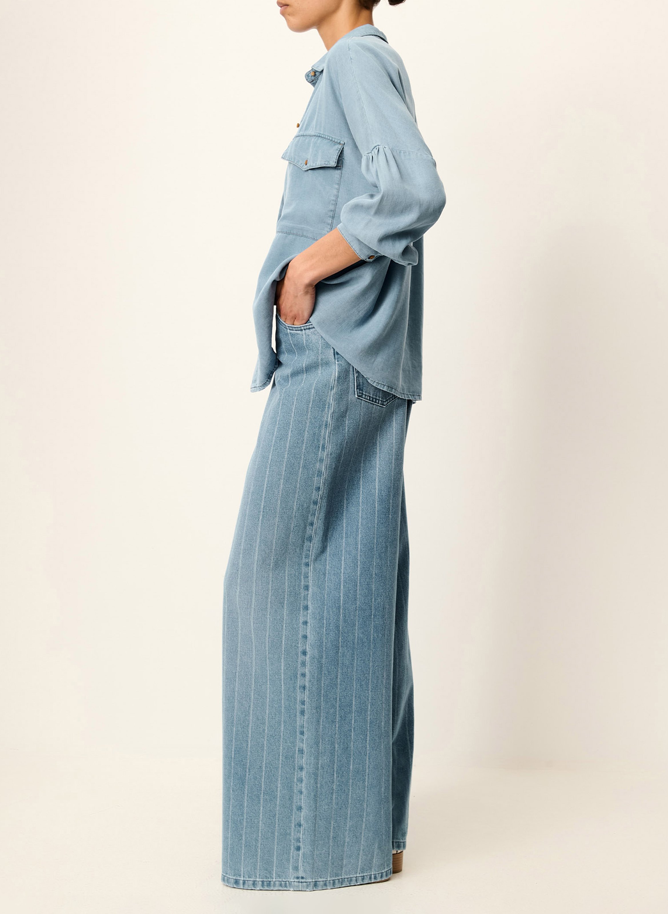 Chemise col classique en denim botania SESSUN Bleu