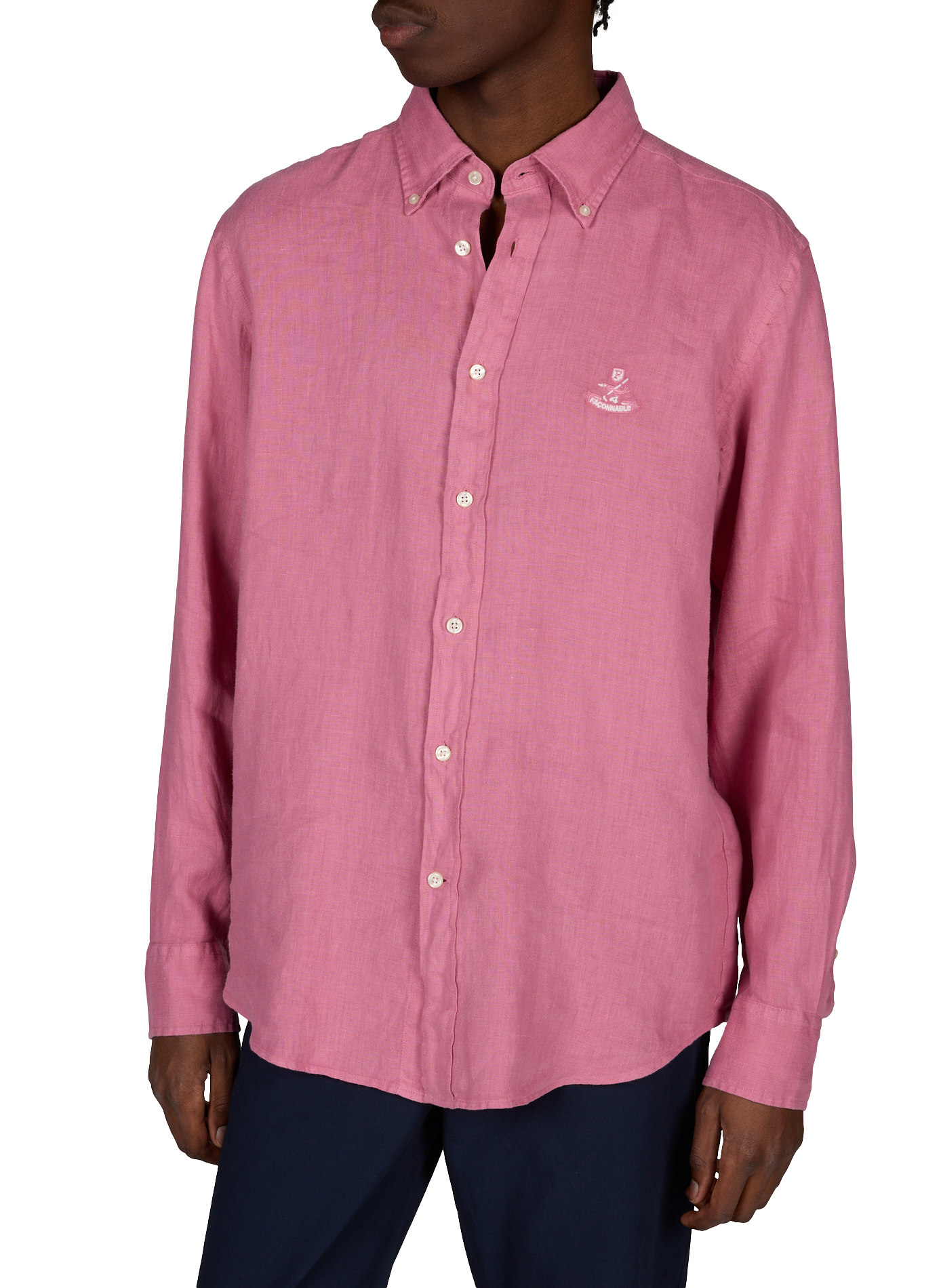 Shirt with American collar in linen FACONNABLE Red