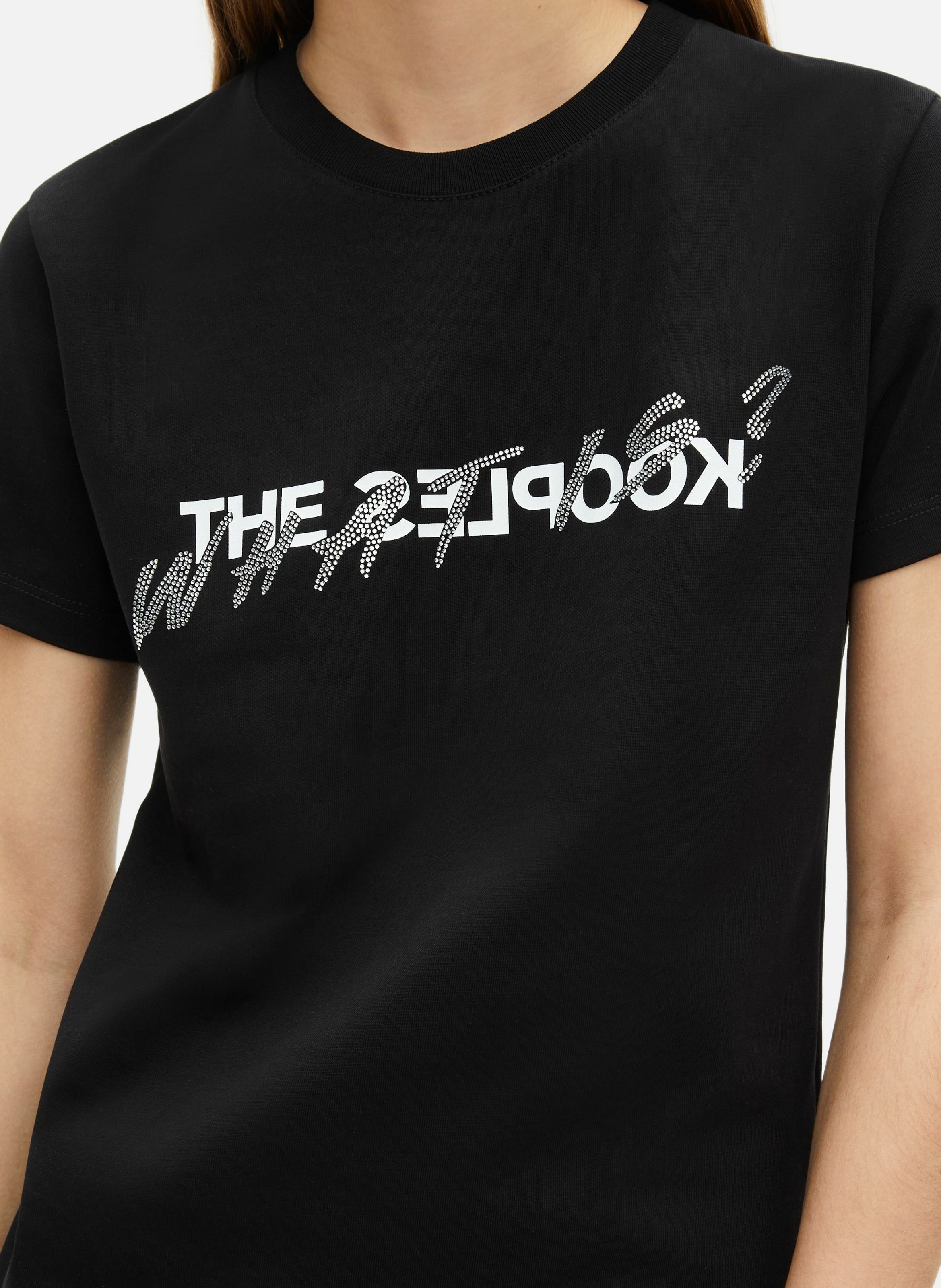 T-shirt en coton what is avec strass THE KOOPLES Noir