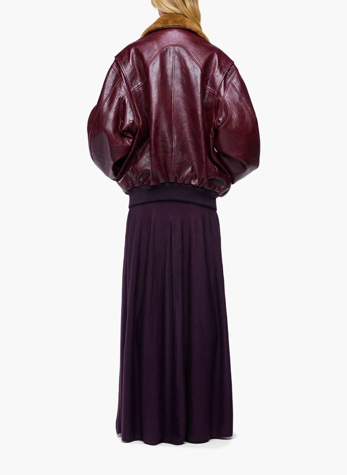 Veste bomber en cuir texturé RABANNE Rouge