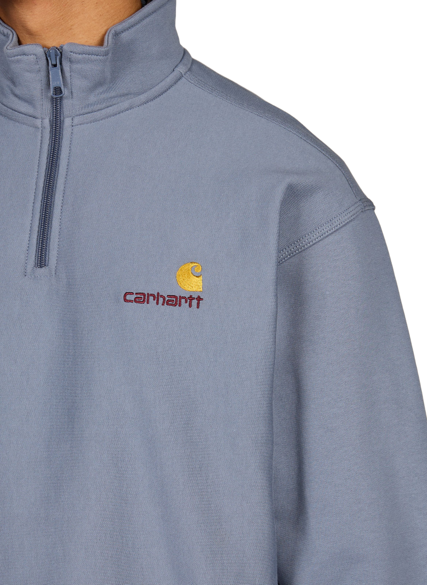 Sweatshirt col zippé en coton mélangé CARHARTT WIP Bleu