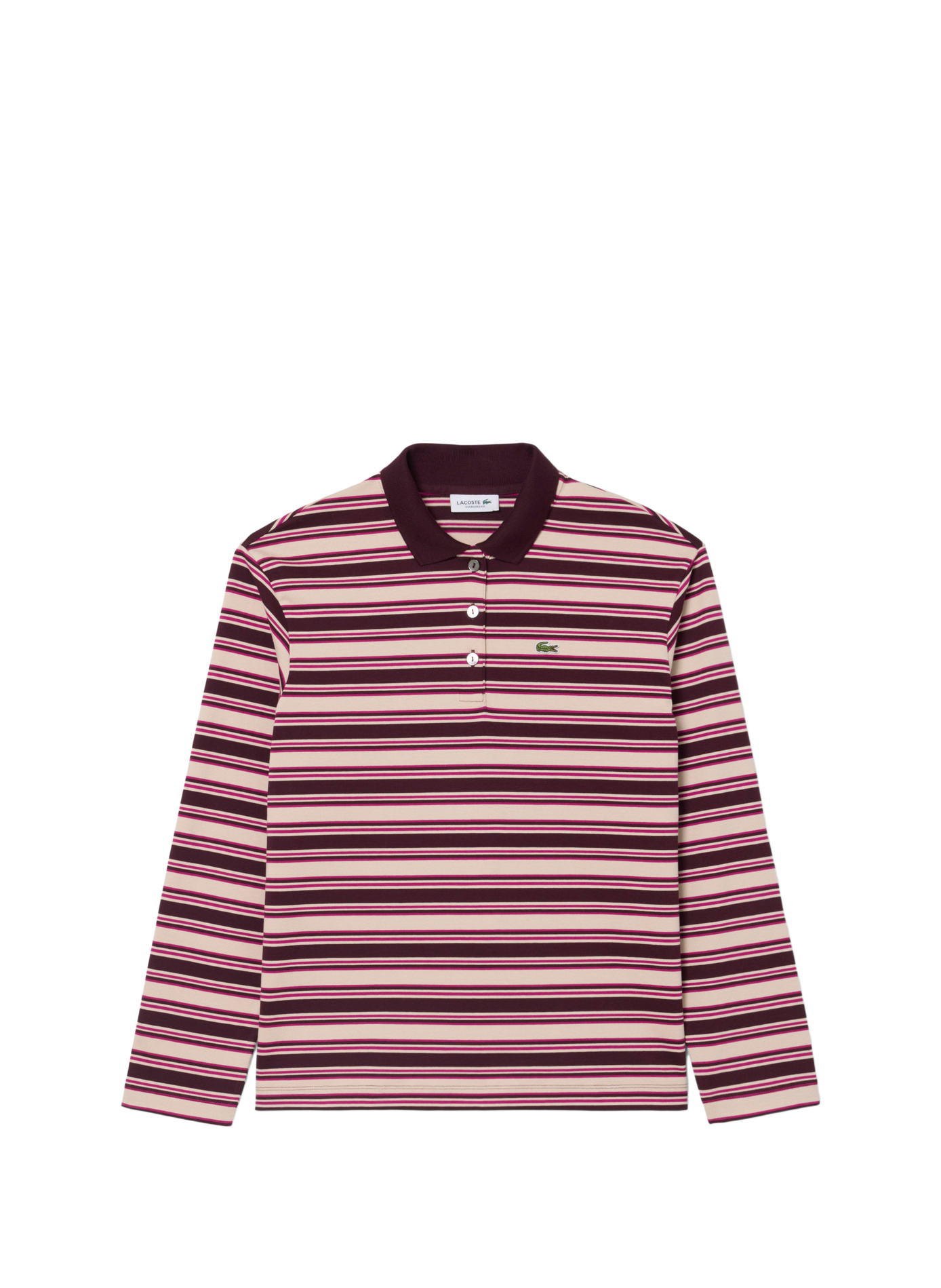 Polo manches longues rayé en coton LACOSTE Multicolore