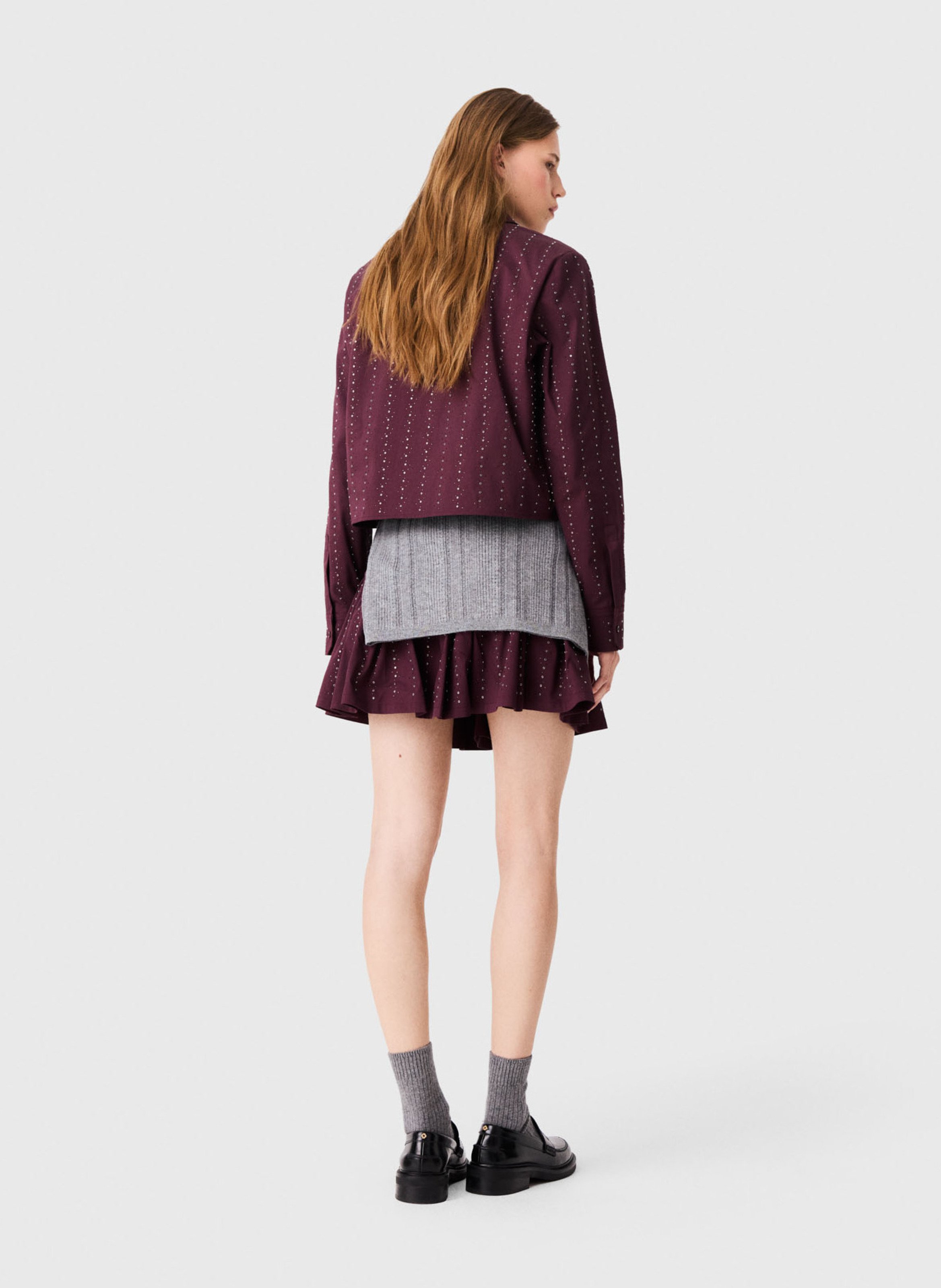 Chemise droite col classique en coton mélangé MAJE Rouge