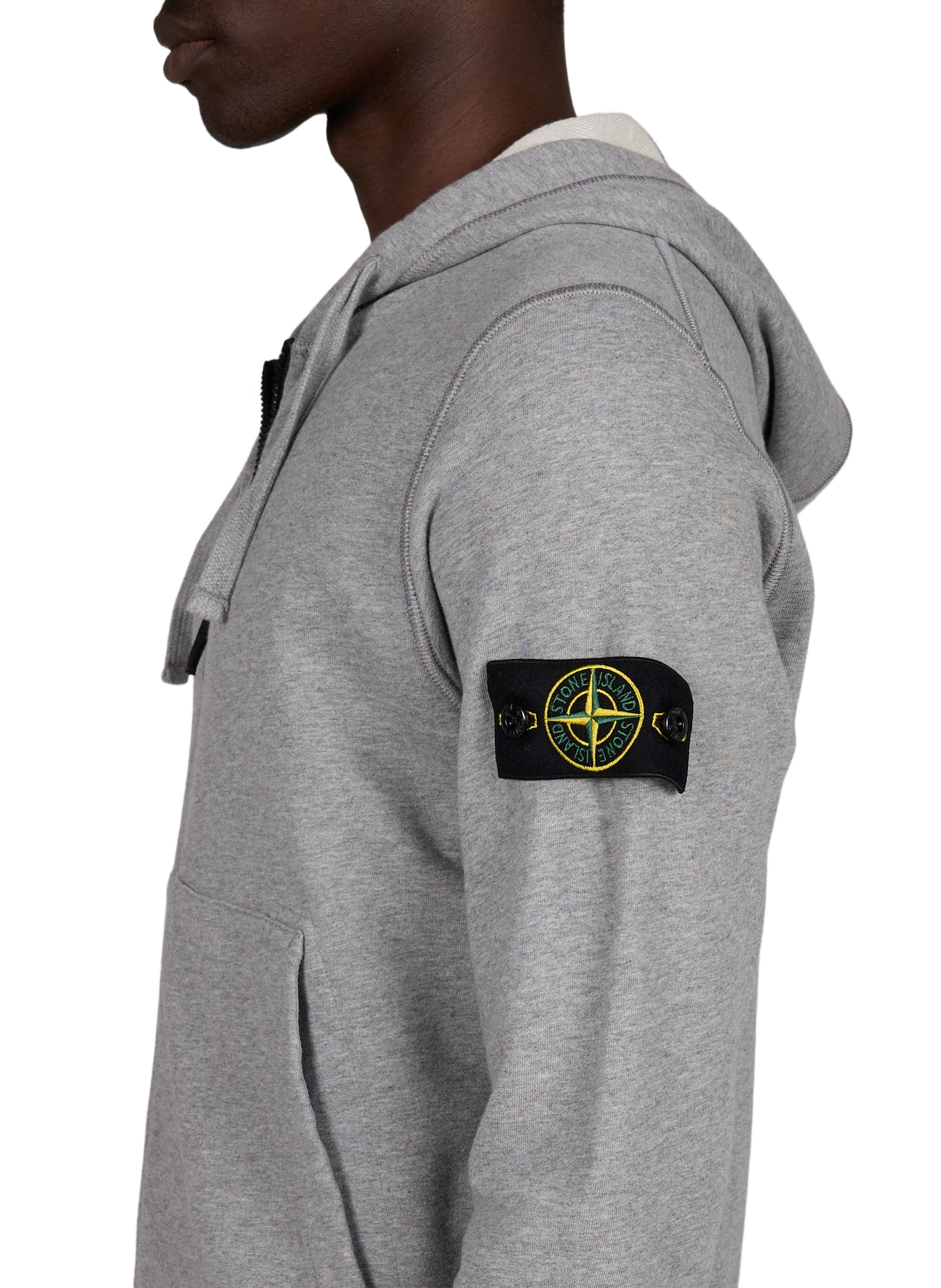 Gefütterter Baumwollkapuzenpullover mit Reißverschluss STONE ISLAND Grau