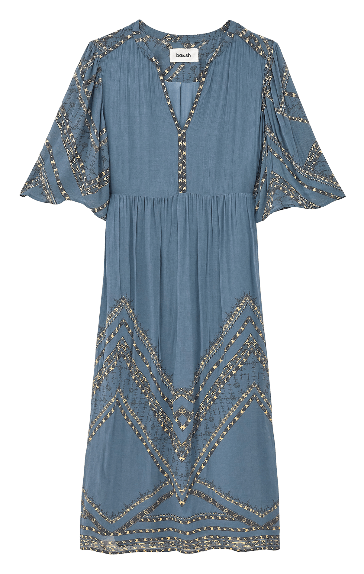 Robe midi droite imprimée pacifica BA&SH Bleu
