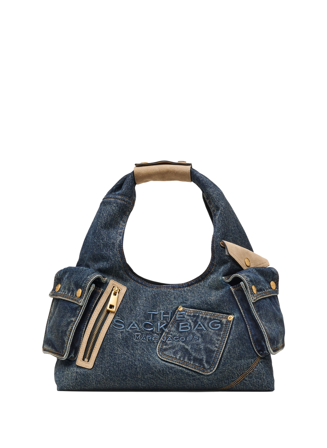 Tasche aus Baumwoll-Denim und Wildleder im Cargo-Stil MARC JACOBS Blau