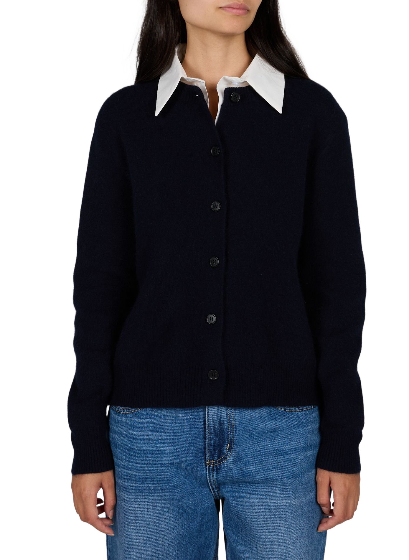 Straight cardigan with shirt collar ARTLOVE Blue