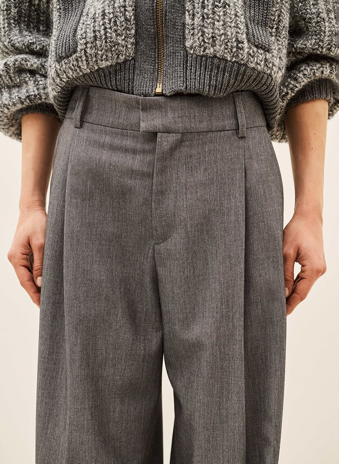Broek met rechte plooien in effen crèmekleur BA&SH Grijs
