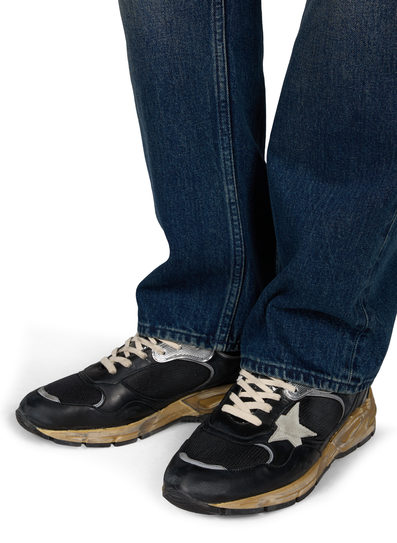 RUNNING DAD NEW low-top sneakers in mixed leather GOLDEN GOOSE Black