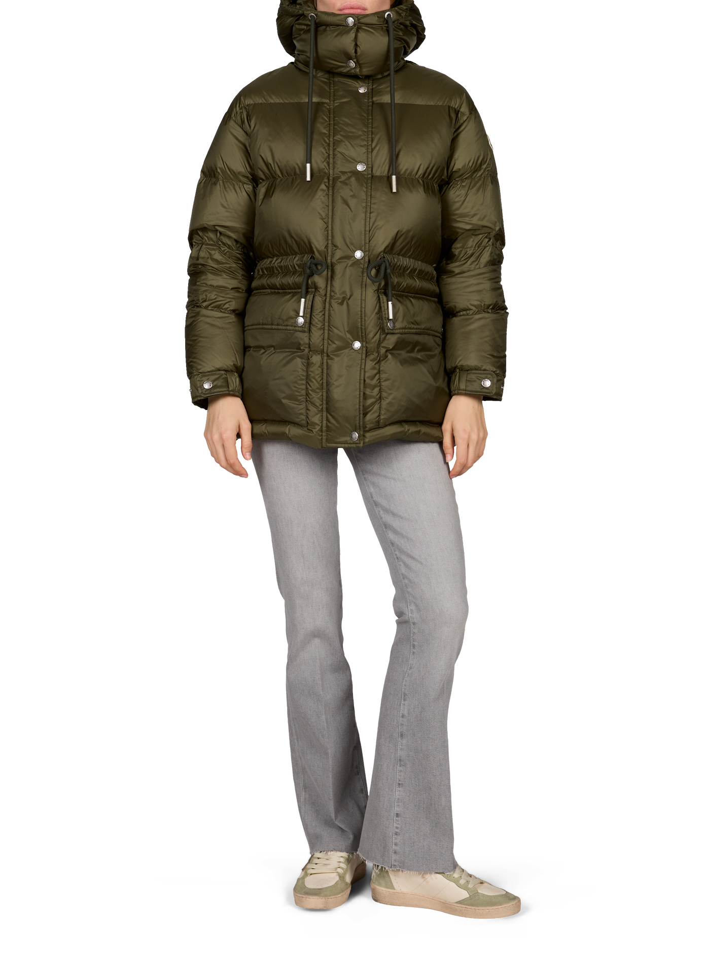 Piumino aderente con cappuccio monocolore MONCLER Verde
