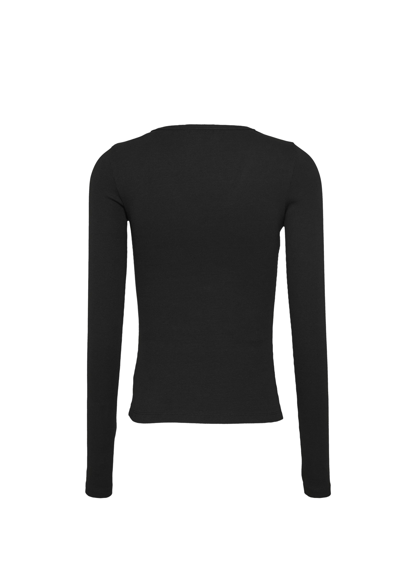 T-shirt côtelé à col V en coton mélangé | Noir TOMMY HILFIGER Femme
