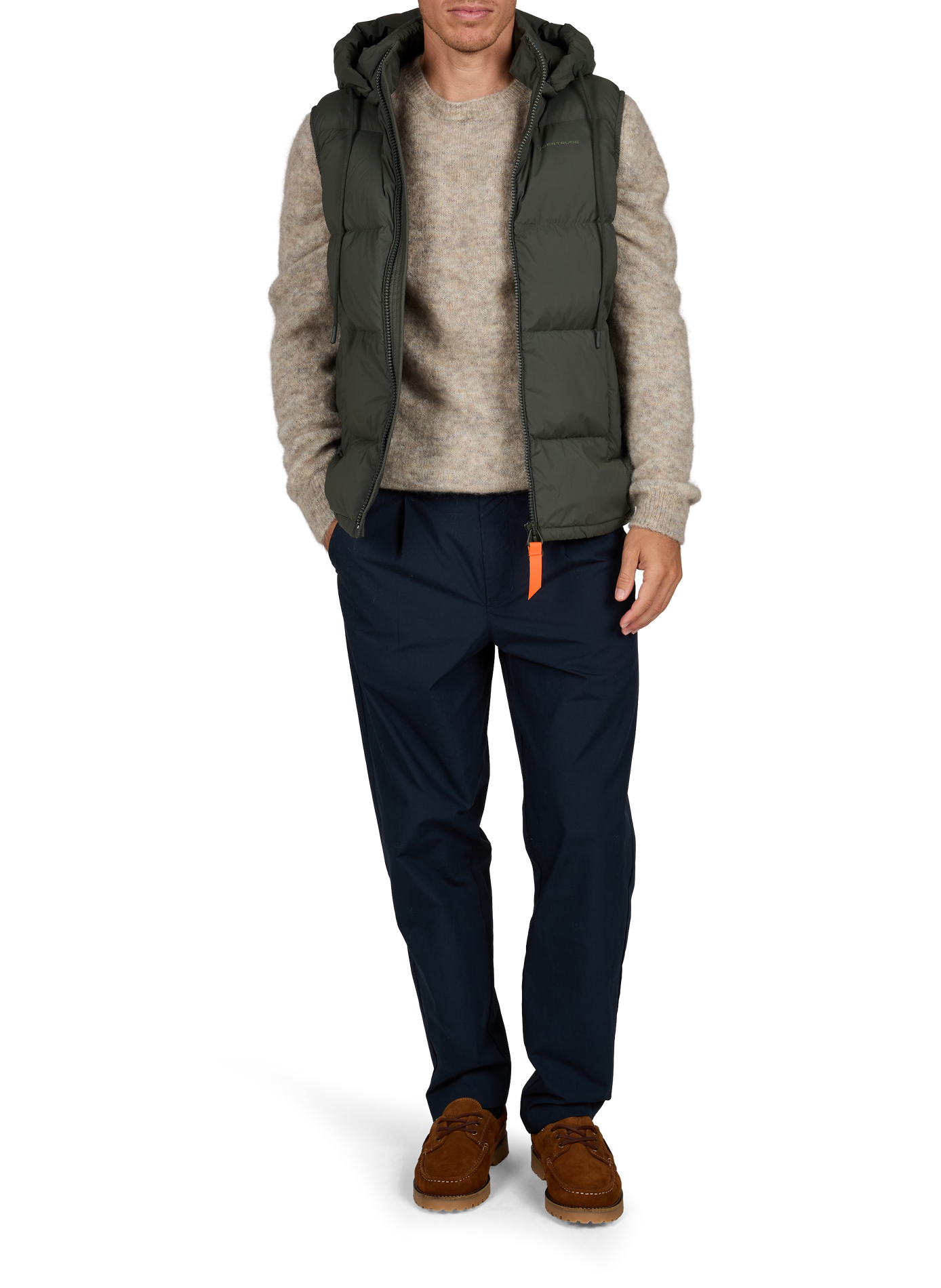 Sleeveless quilted hooded puffer jacket GERTRUDE Green