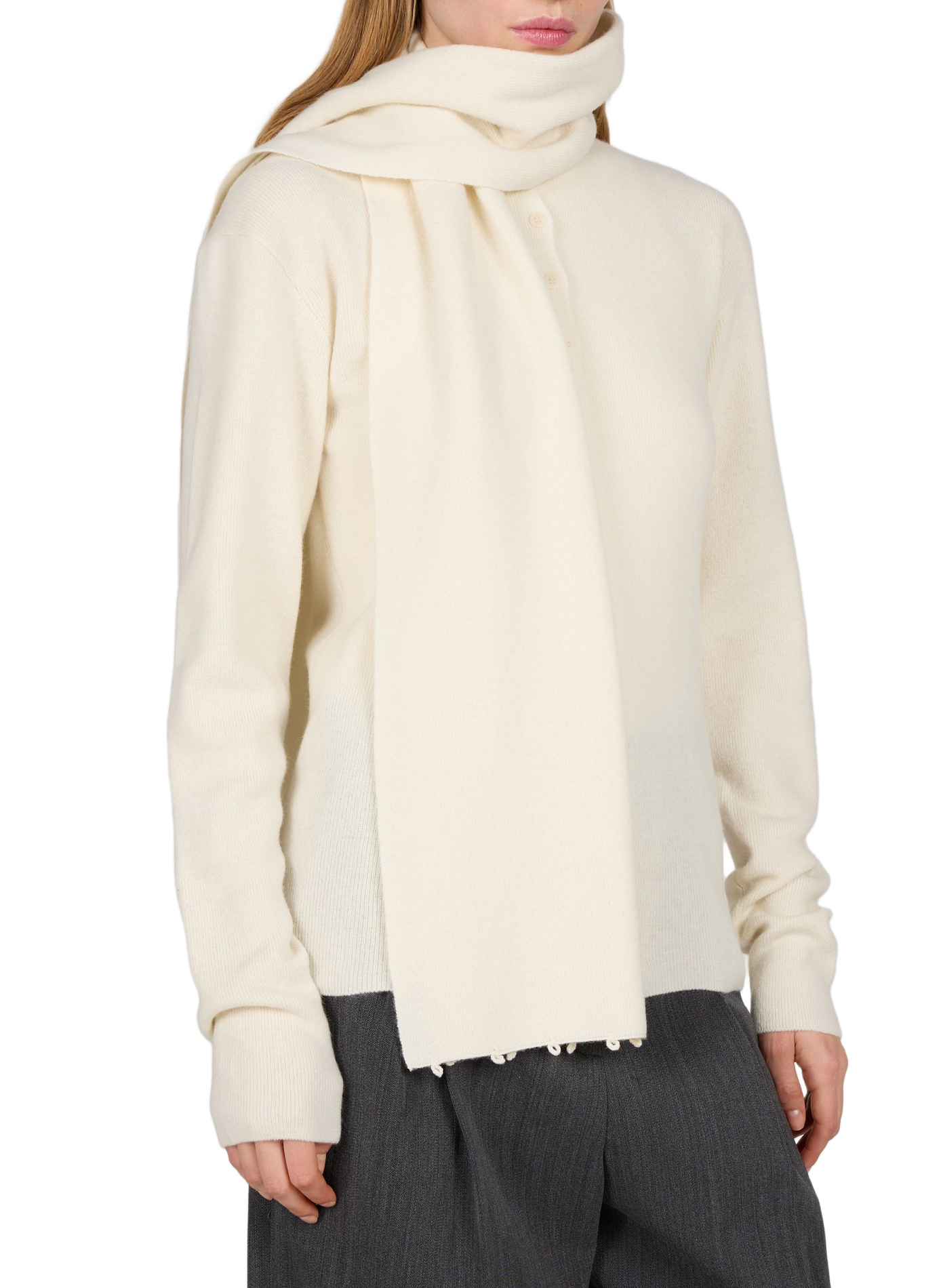 Straight-fit cardigan with scarf in a wool blend LE 17 SEPTEMBRE White