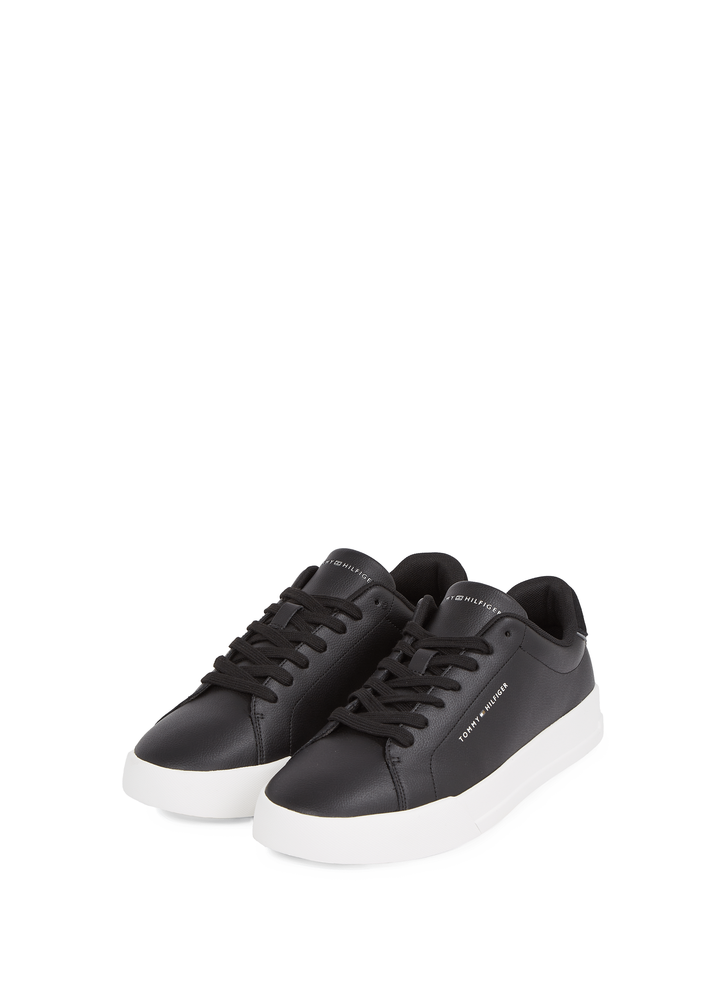 Grain effect leather sneakers TOMMY HILFIGER Black