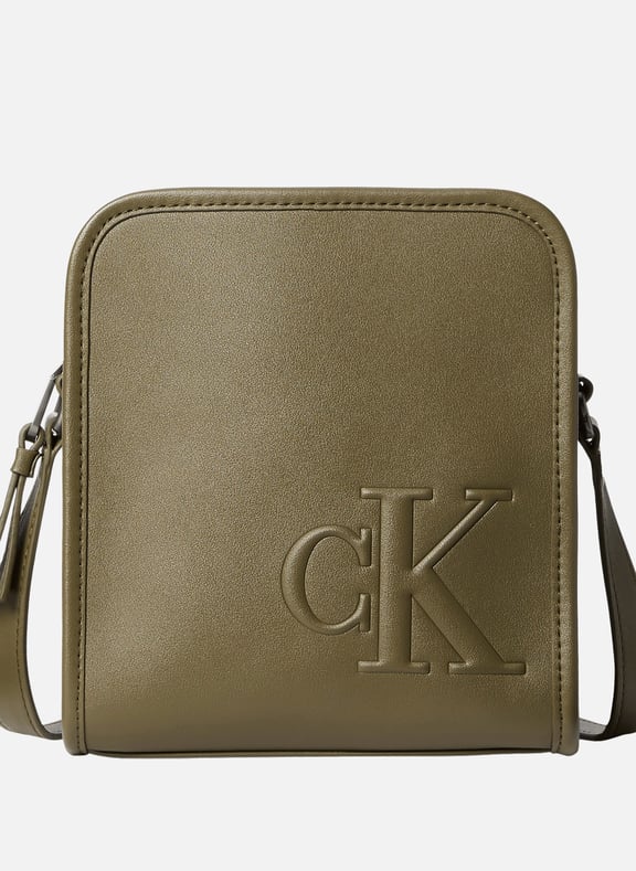 Embossed logo shoulder bag Brown by CALVIN KLEIN CALVIN KLEIN Embossed logo shoulder bag Brown