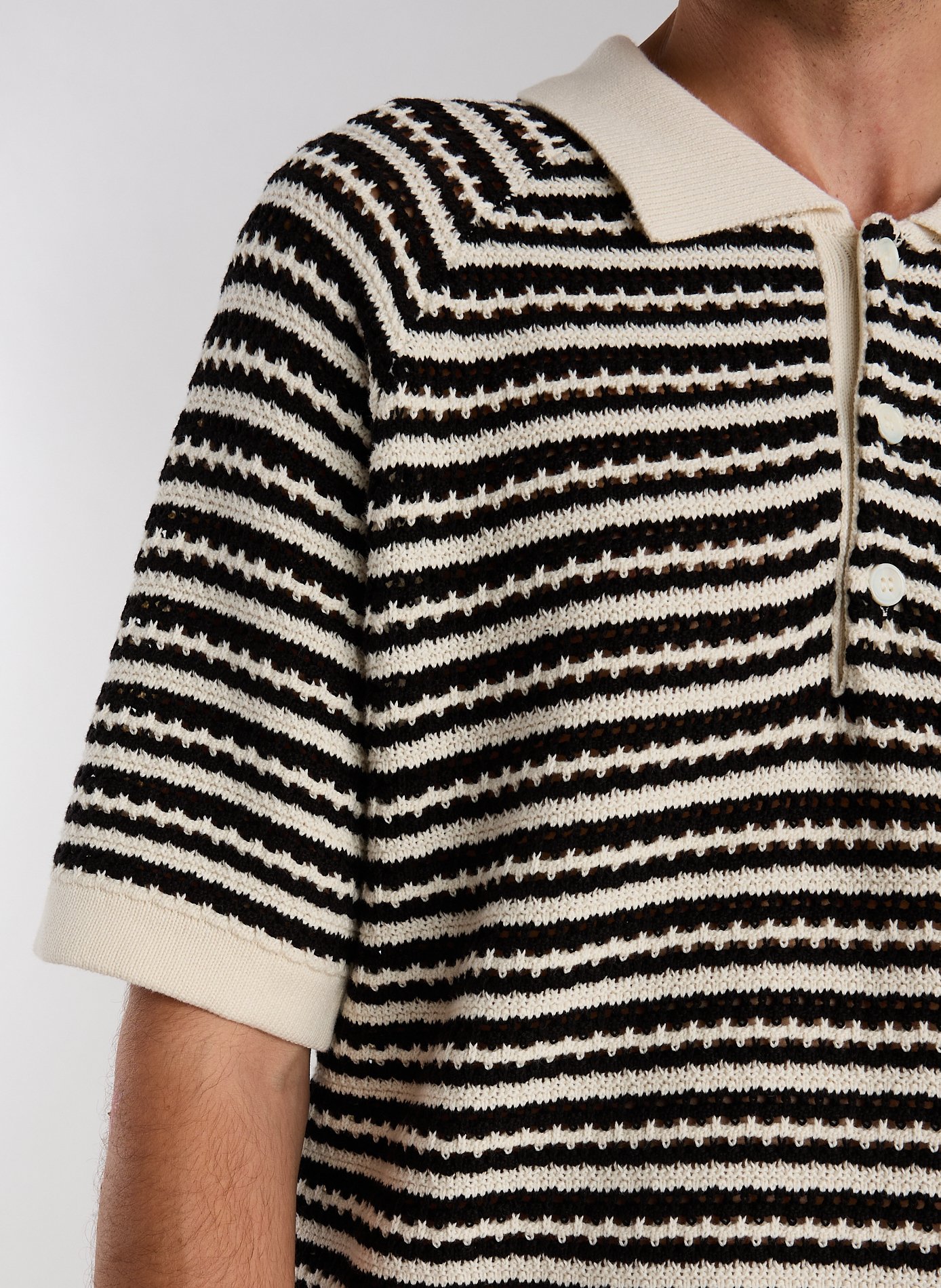 Striped polo shirt NN.07 Black