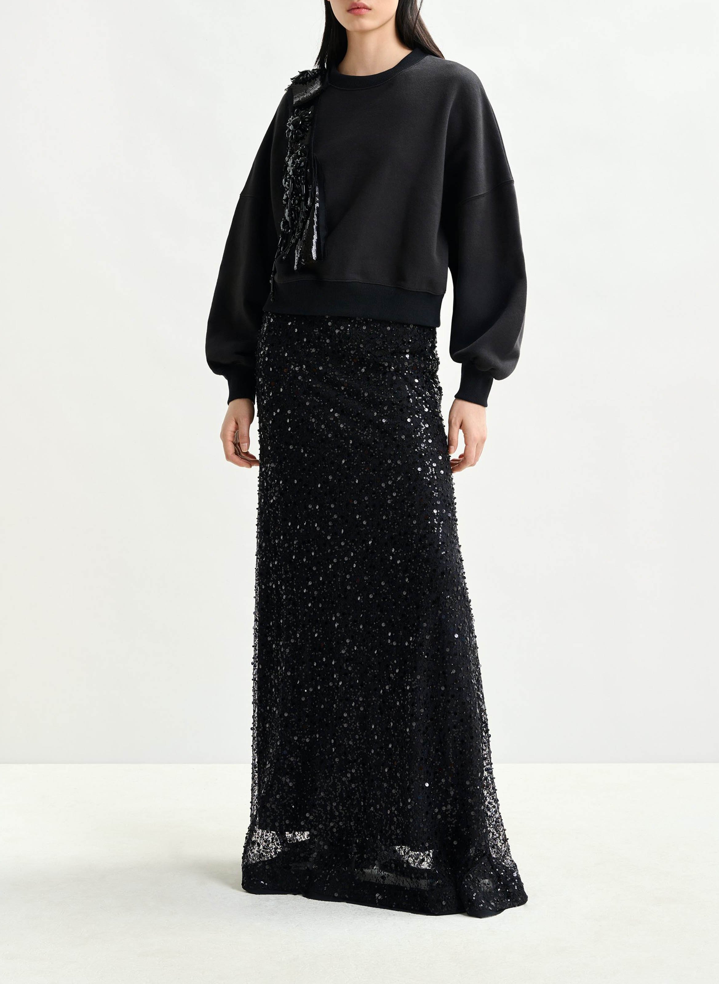 Jupe longue pailletée isequins ESSENTIEL ANTWERP Noir