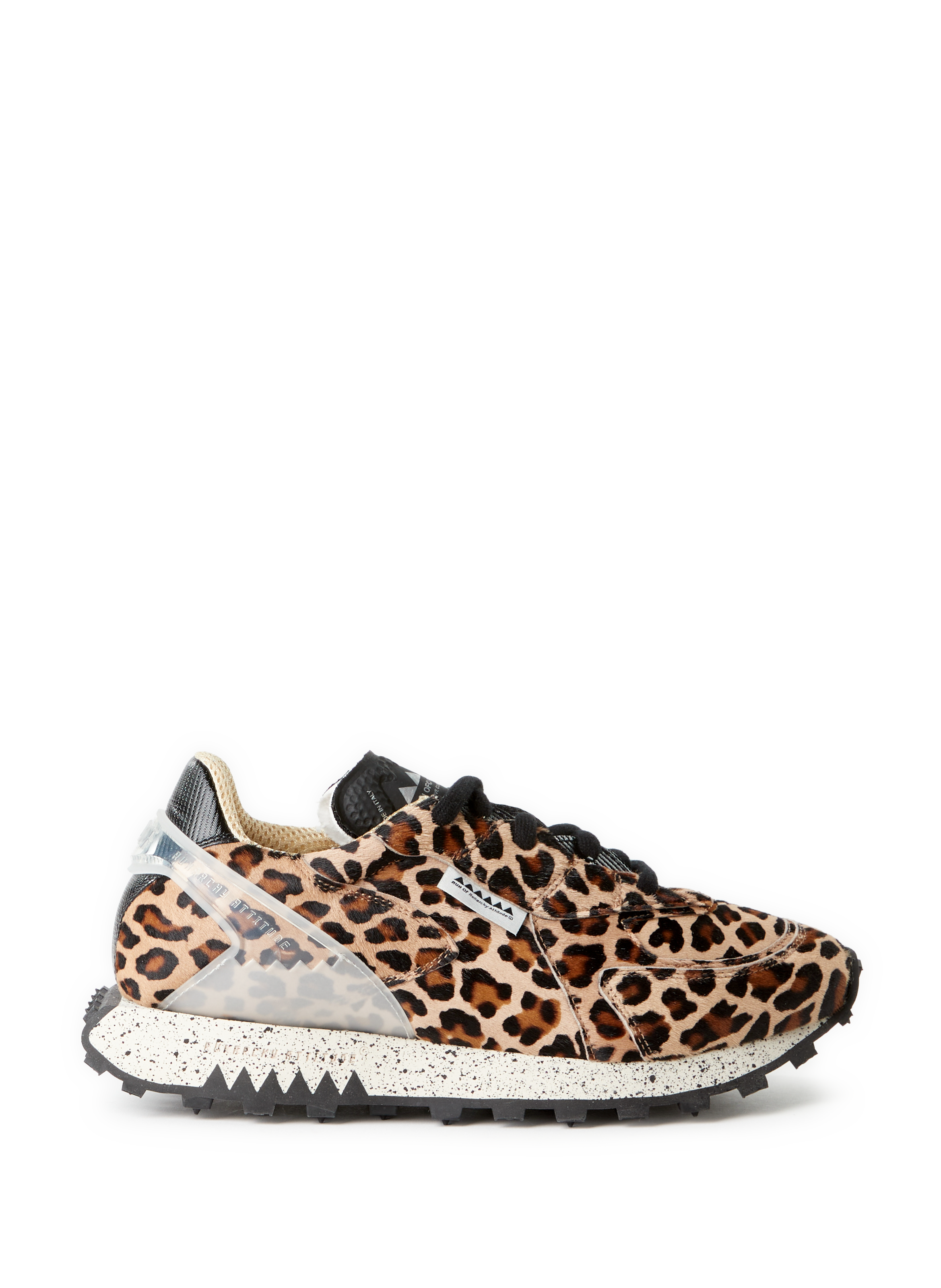 RUN OF Serrated leather mixed sneakers Multicolour