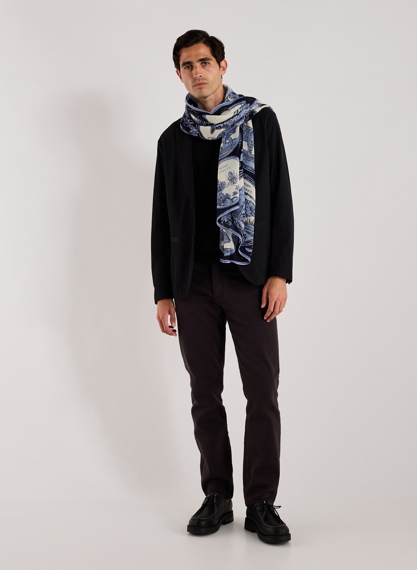 Foulard imprimé en laine INOUI EDITIONS Bleu