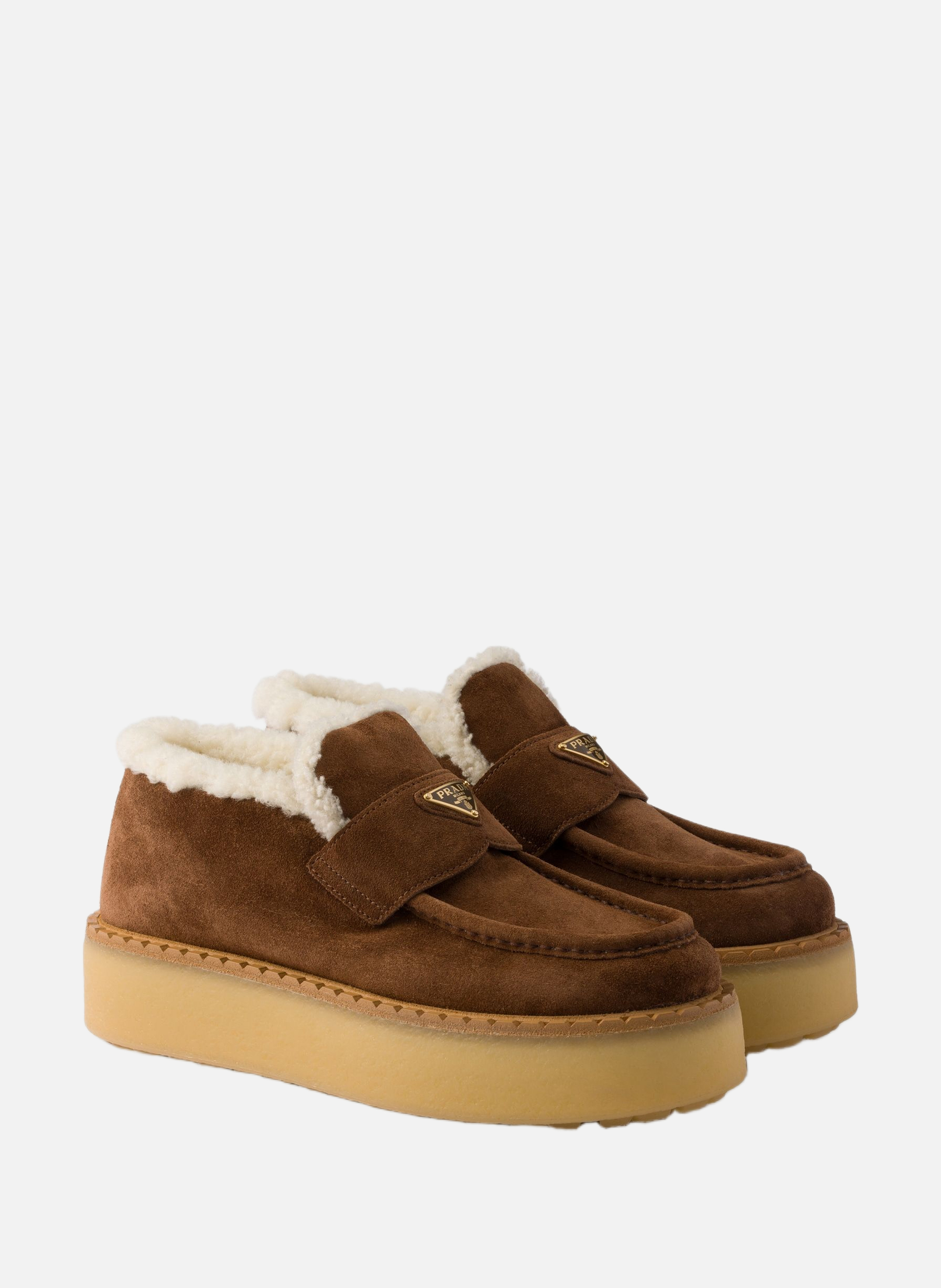 Mocassins en veau velours PRADA Marron