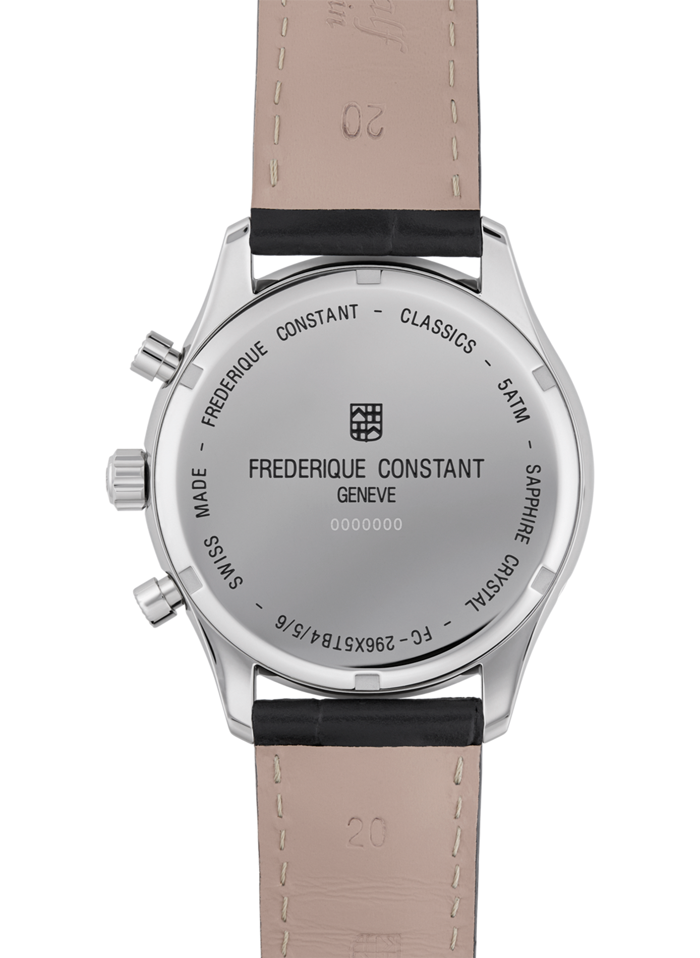 Montre quartz Classics quartz Chronograph triple calendar en cuir FREDERIQUE CONSTANT Noir