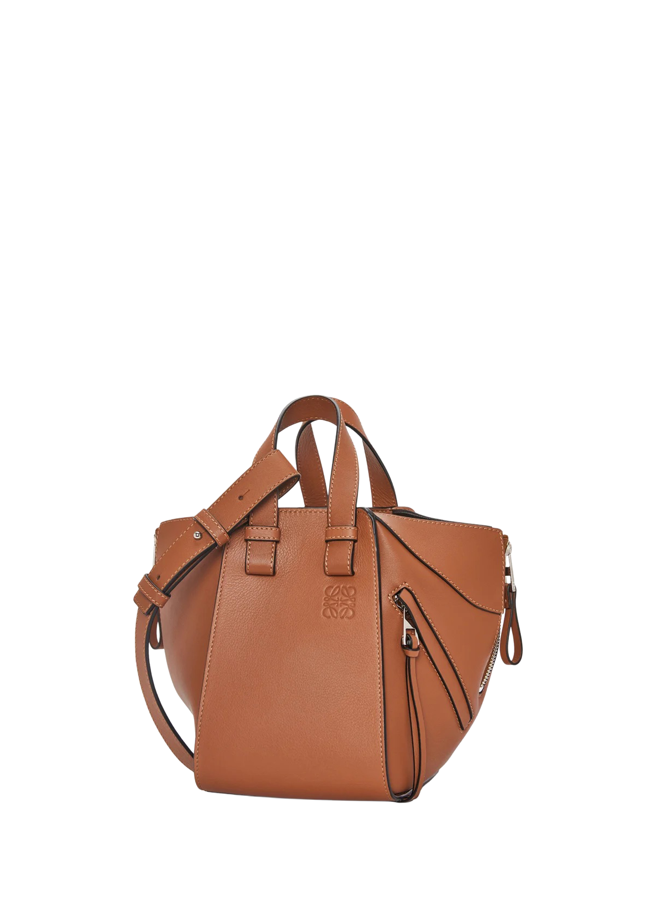 Sac Hammock Compact en cuir de veau classique LOEWE Marron