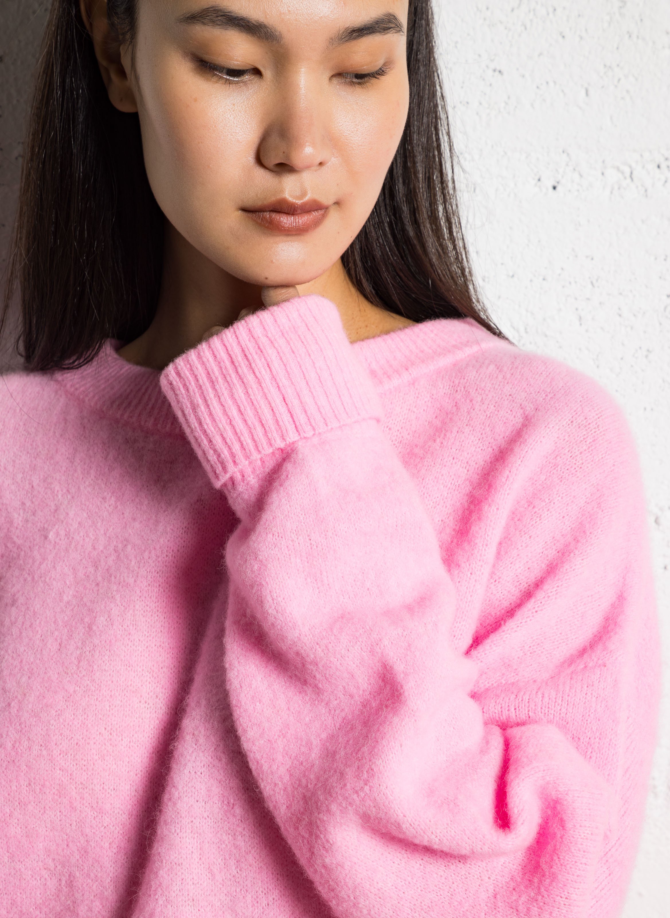 Pull ample col rond en laine mélangée vitow AMERICAN VINTAGE Rose