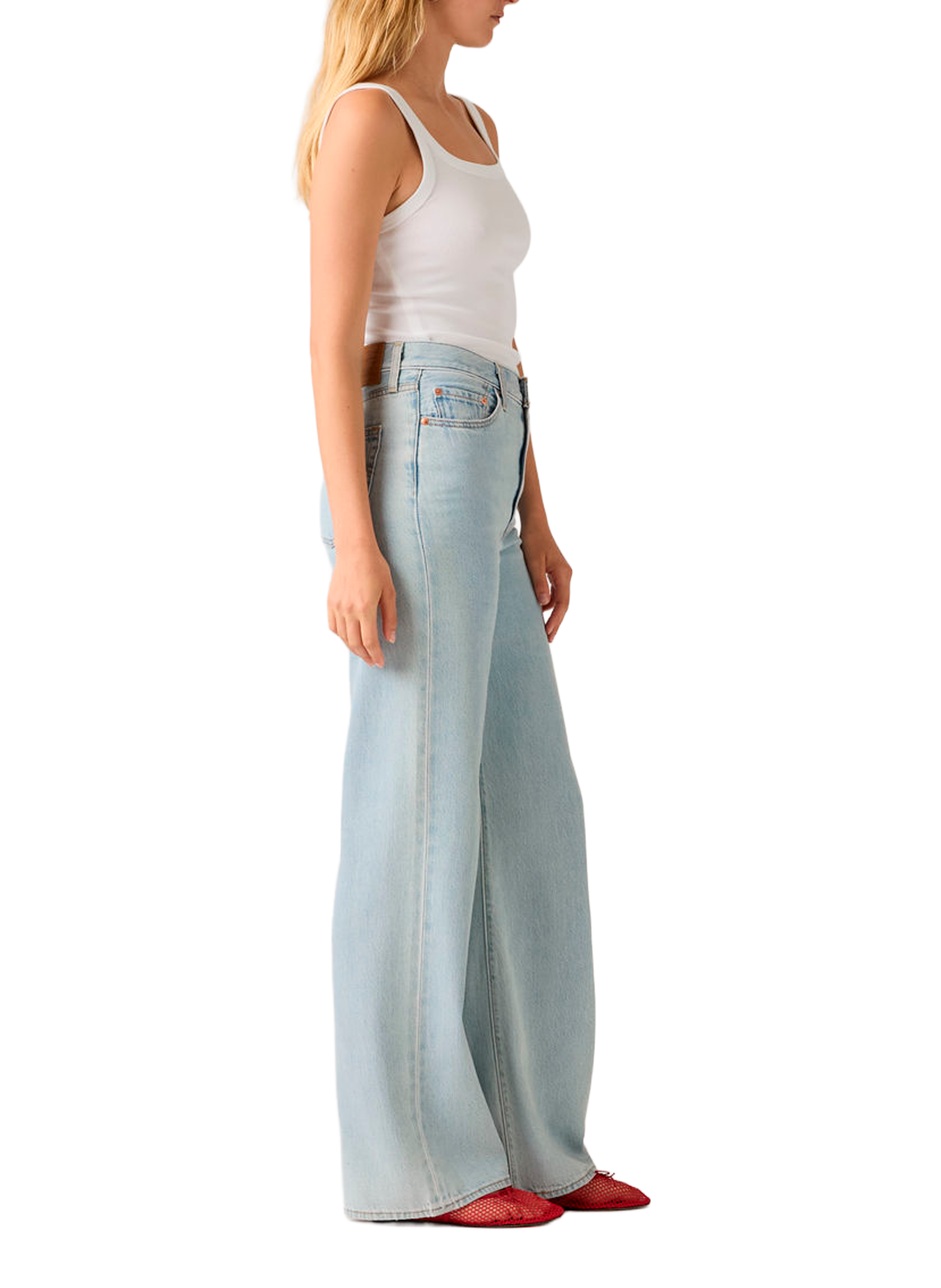 Jean Ribcage Wide Leg en coton mélangé LEVI'S Bleu