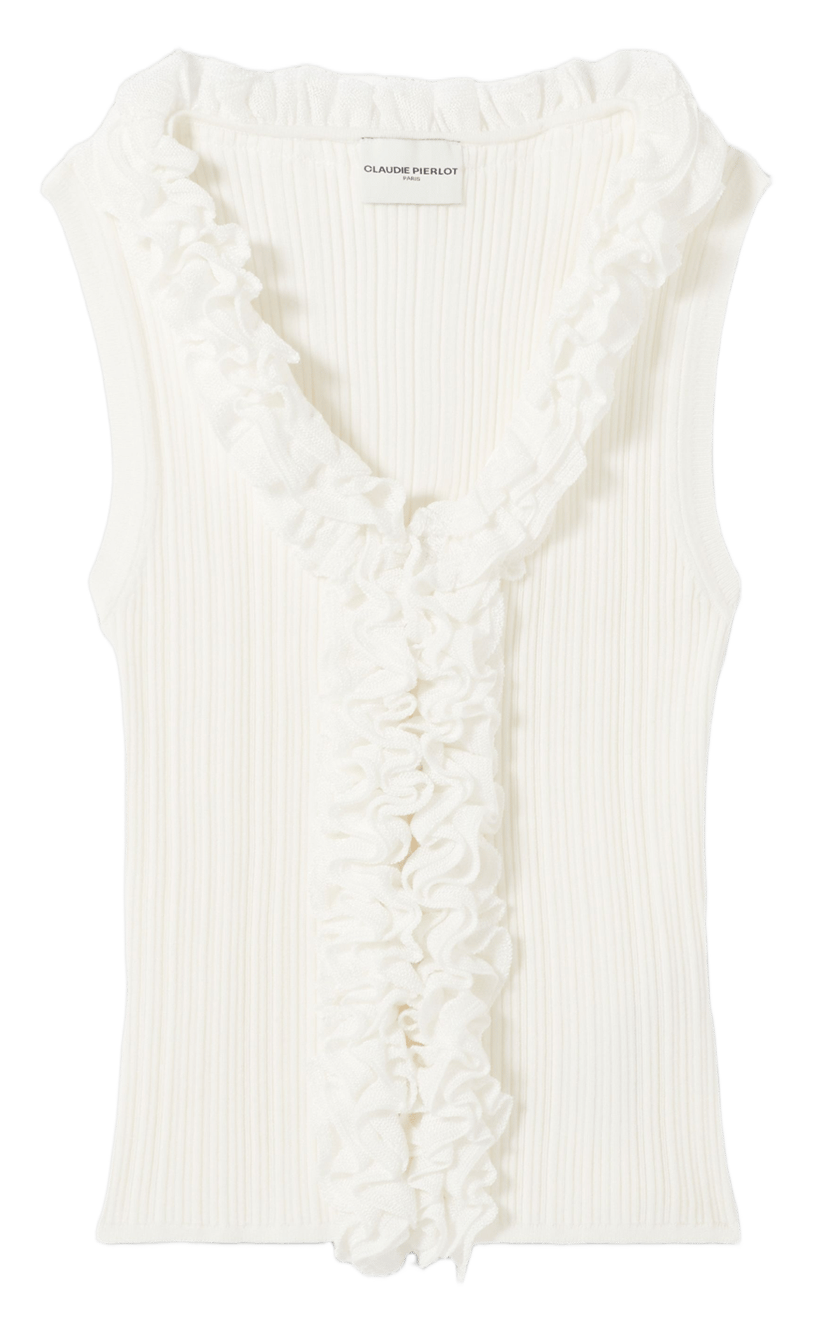 Top ajusté à volants CLAUDIE PIERLOT Blanc