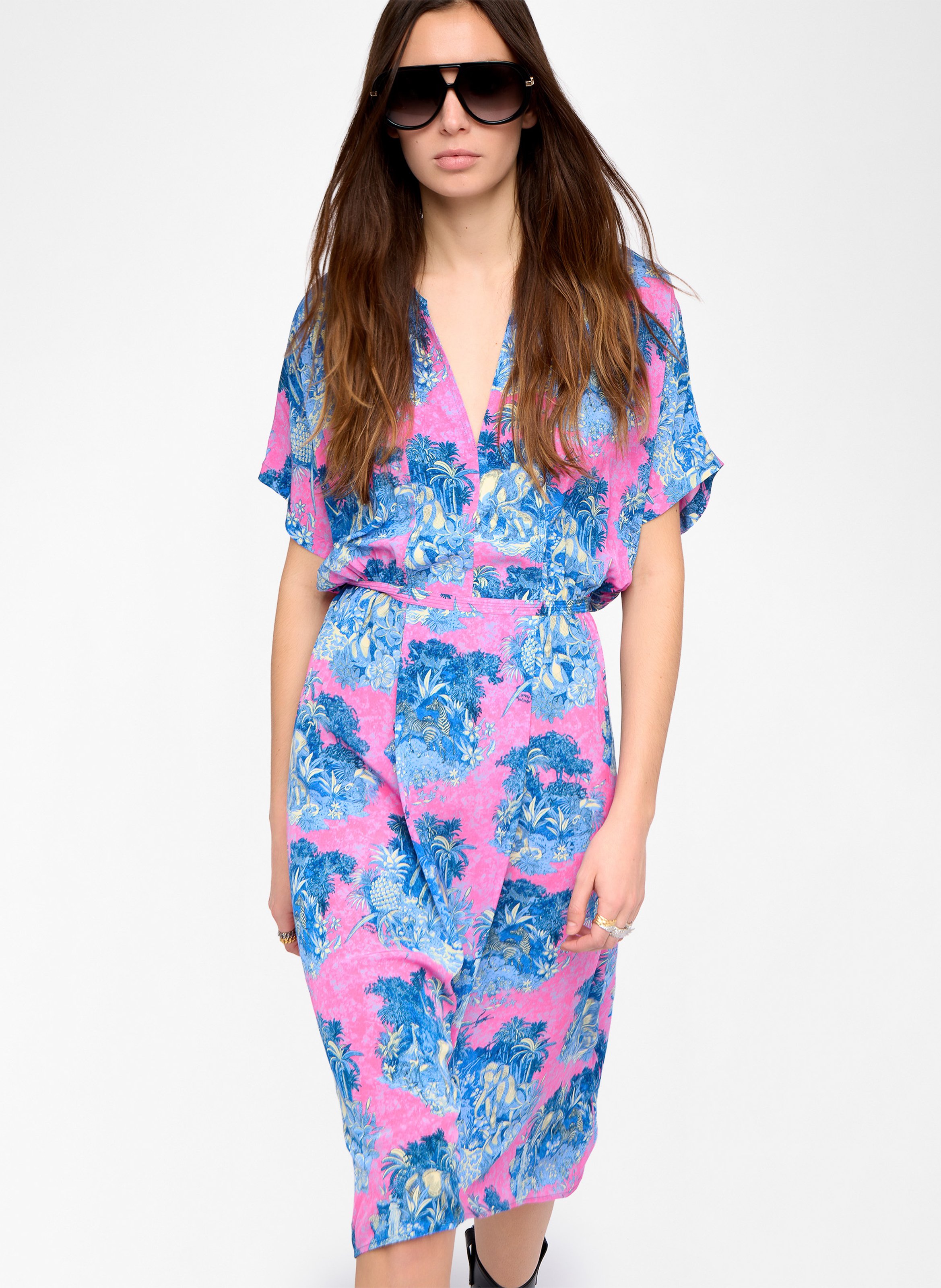 Robe midi manches courtes imprimée riaz ZADIG&VOLTAIRE Rose