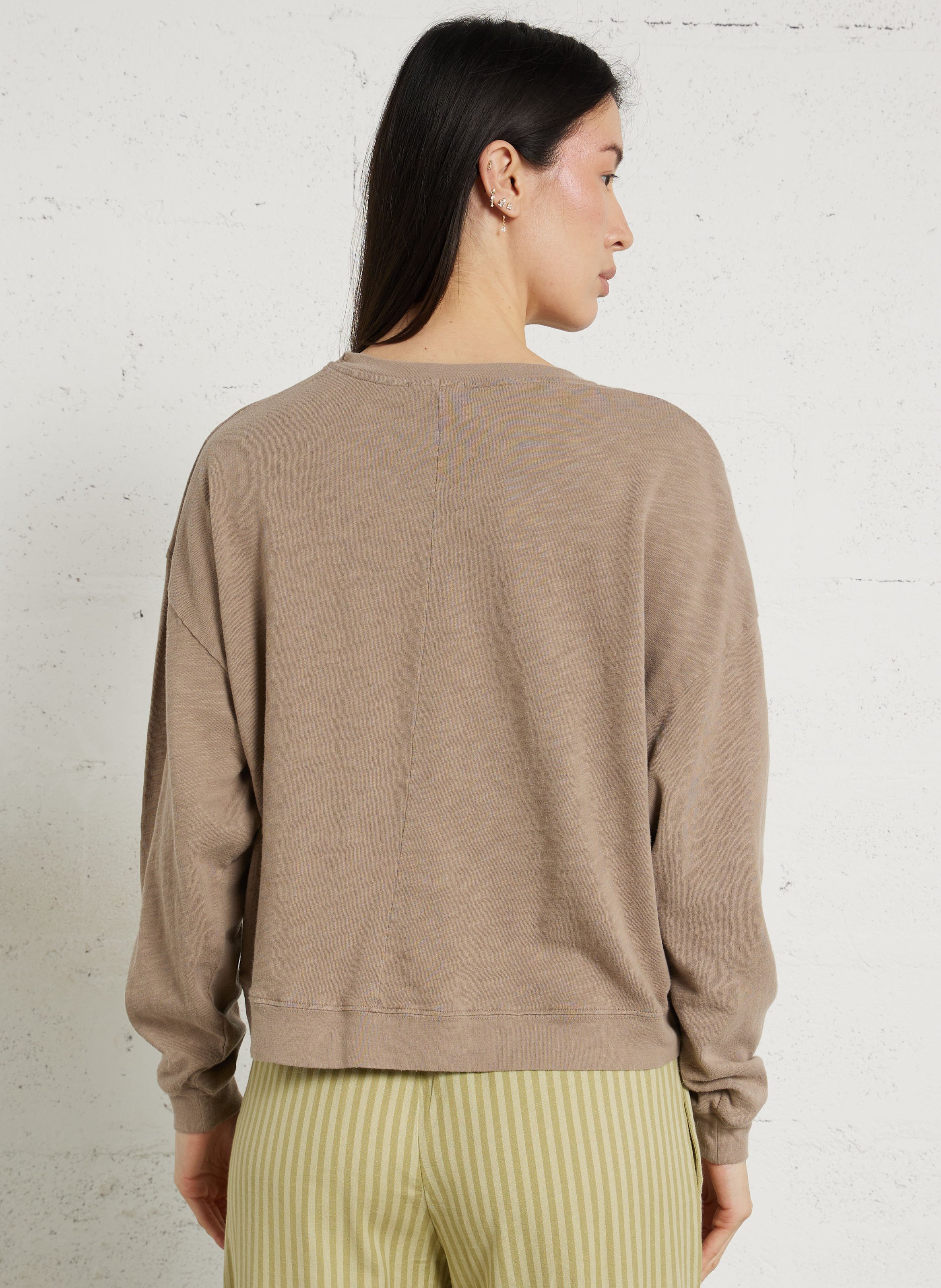 Tee-shirt droit col rond en coton sonoma Beige