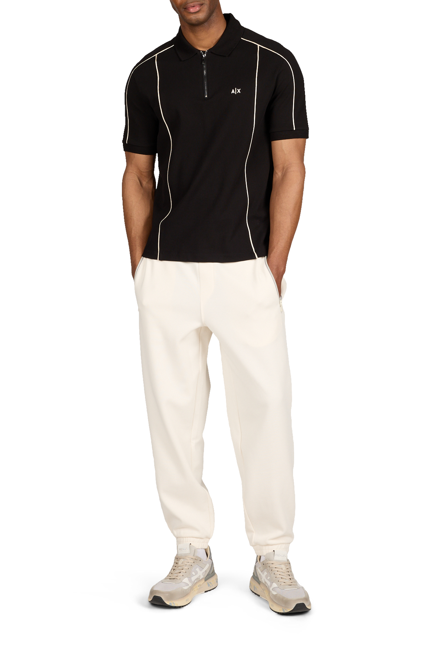 Short-sleeved polo in piqué cotton ARMANI EXCHANGE Black