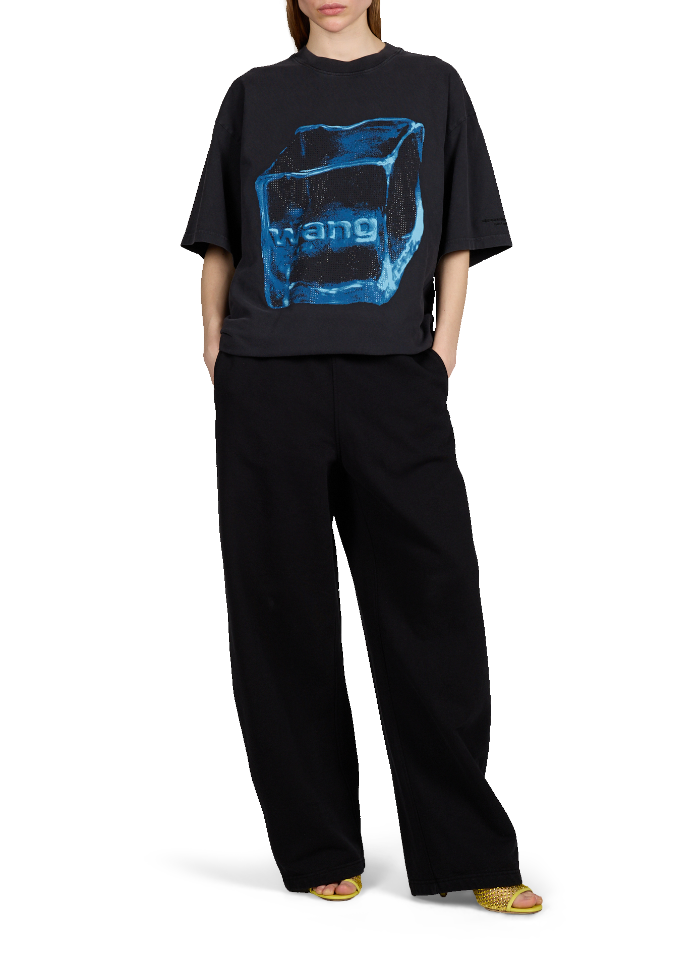 Loose-fitting T-shirt with rhinestone print ALEXANDER WANG Black