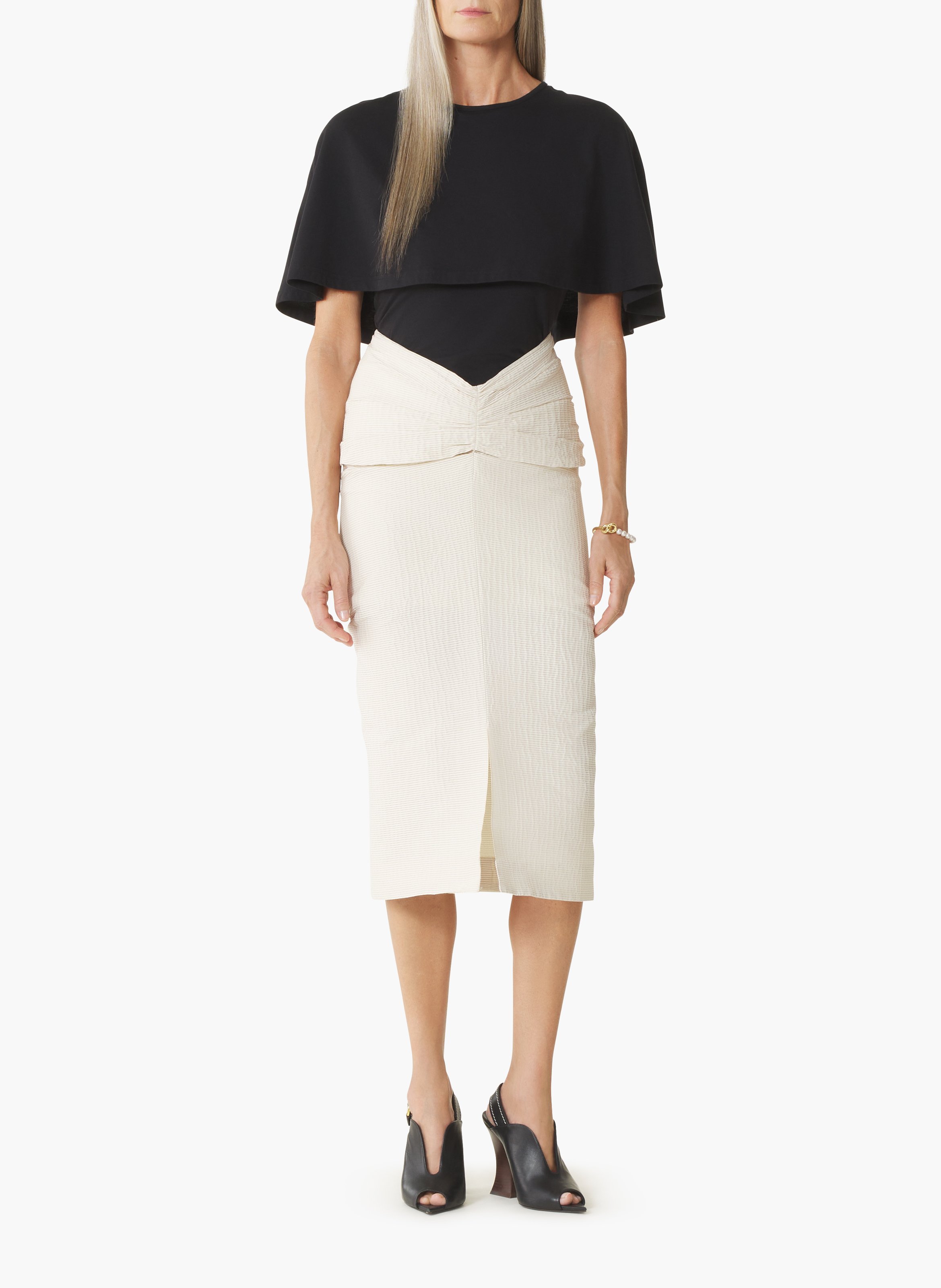 T-shirt à cape en coton et soie LANVIN Noir
