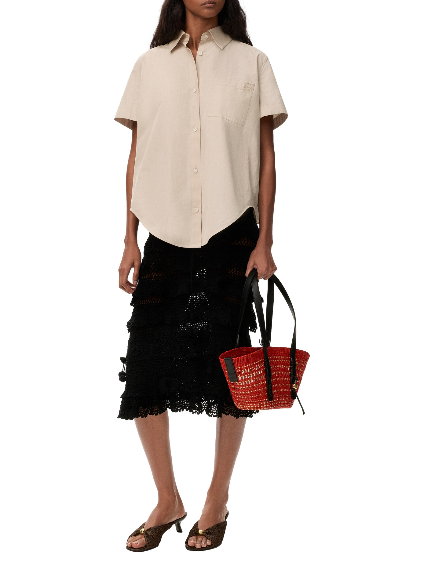 Short-Sleeve Cotton Shirt LOEWE Beige