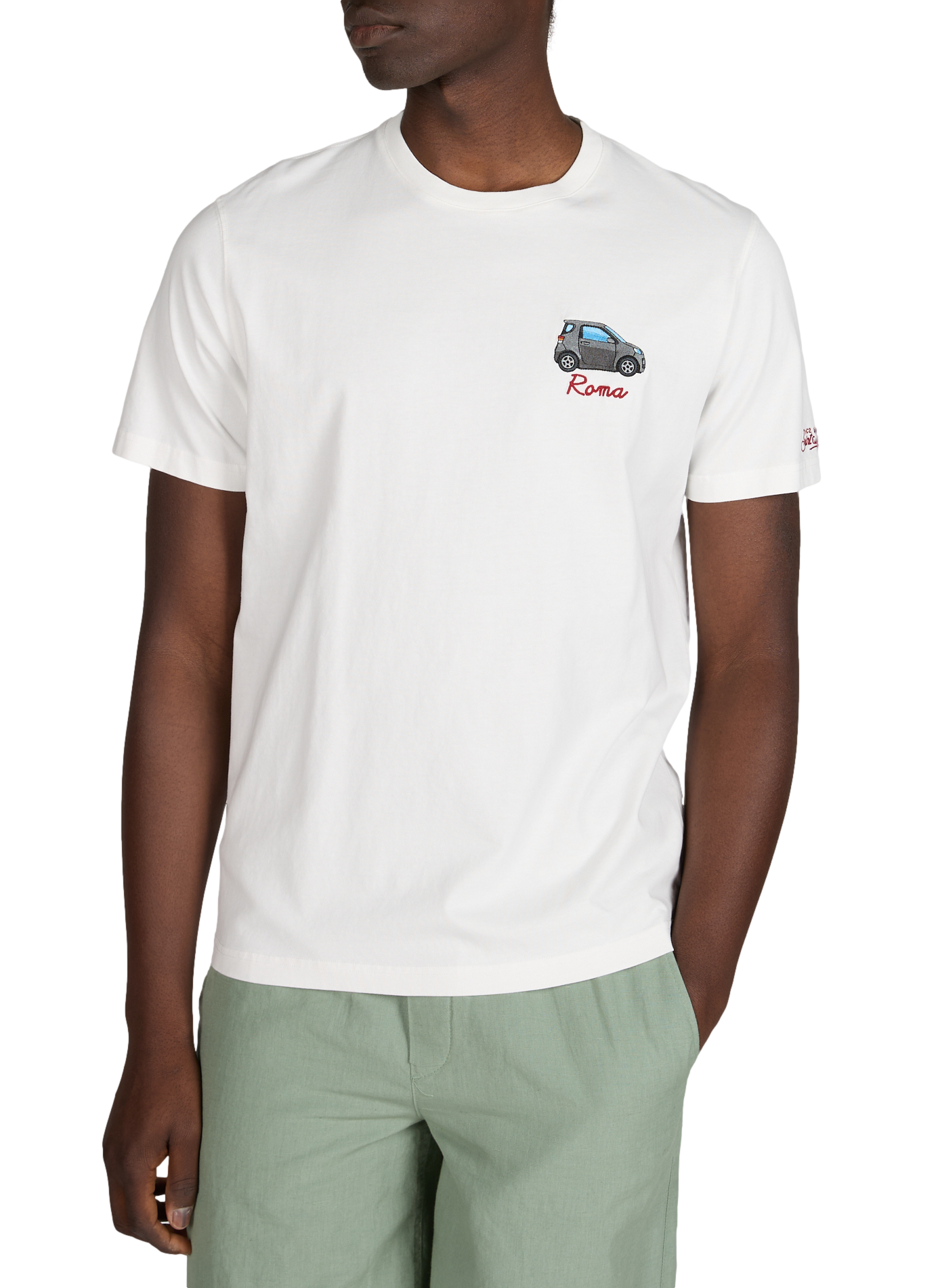 Embroidered round neck cotton T-shirt MC2 SAINT BARTH Beige