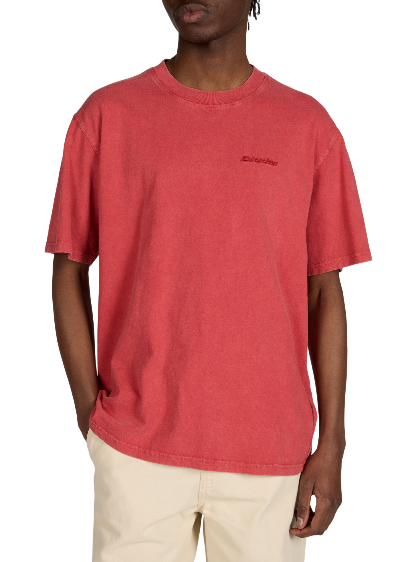 Round neck T-shirt with embroidered logo in cotton DICKIES Red