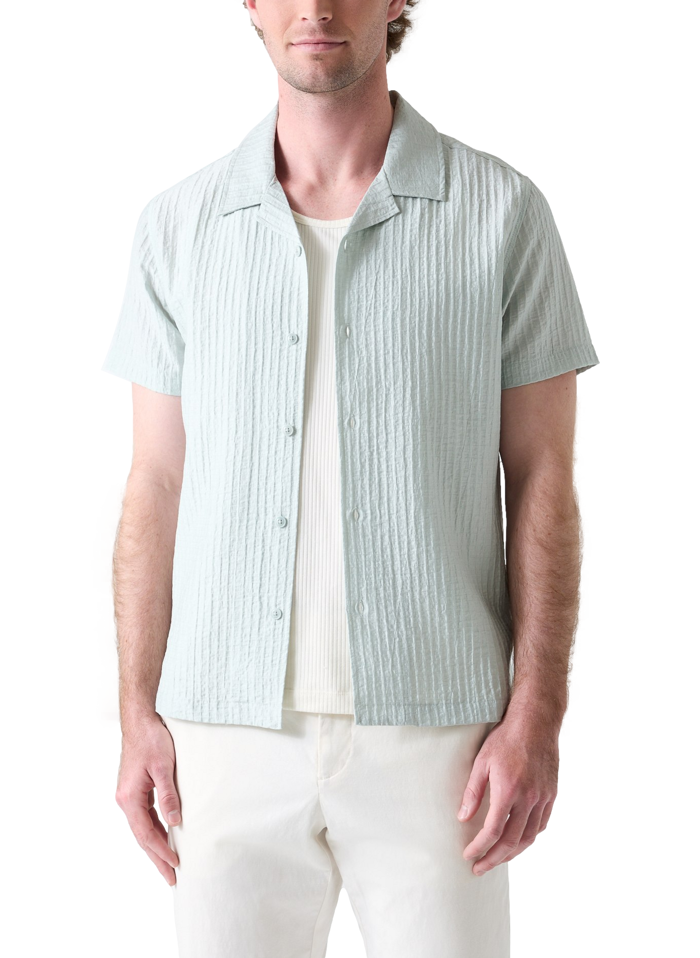Waffled shirt with Cuban collar GUESS Green