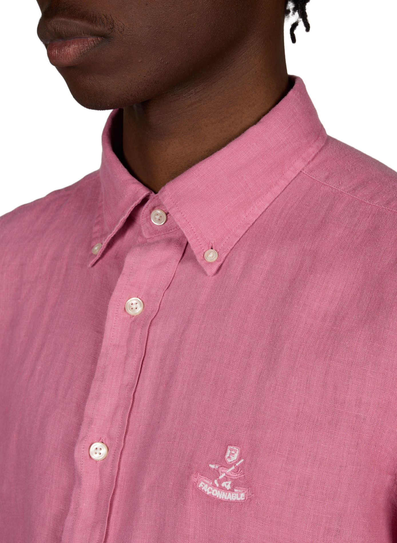 Shirt with American collar in linen FACONNABLE Red