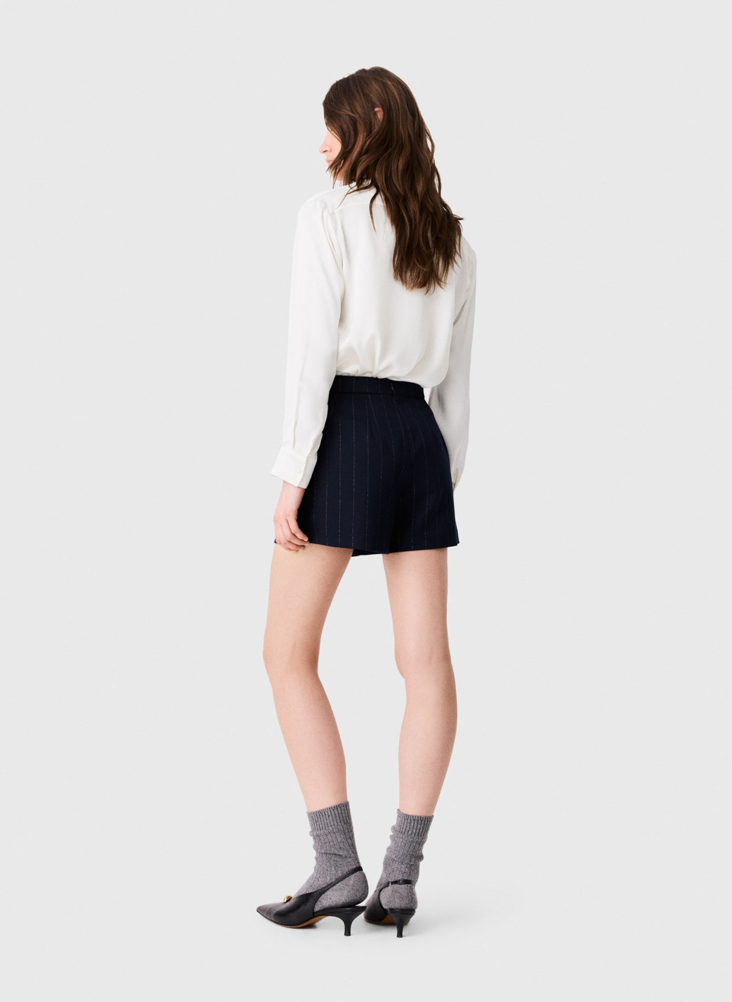 Chemise col classique en soie MAJE Blanc